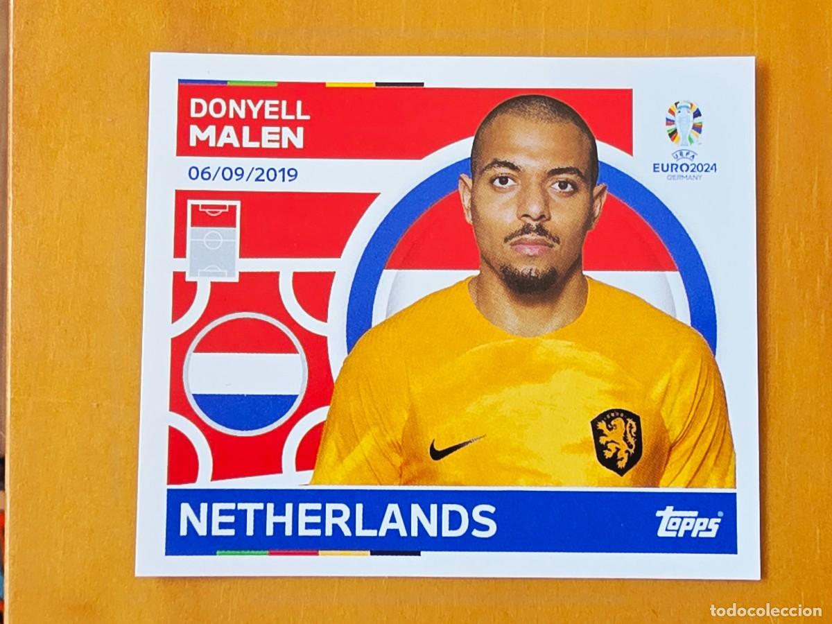Cromos de f&uacute;tbol: NED 16 Donyell Malen, Pa&iacute;ses Bajos Holanda, Topps UEFA Euro 2024, Eurocopa Germany 24 sticker