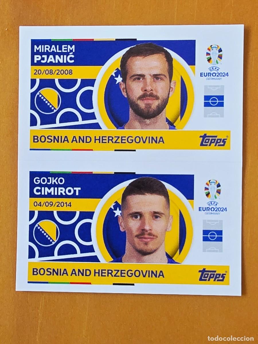 Cromos de f&uacute;tbol: BIH 8 y 9 Pjanić / Cimirot, Bosnia & Herzegovina, Topps UEFA Euro 2024, Eurocopa Germany 24 sticker