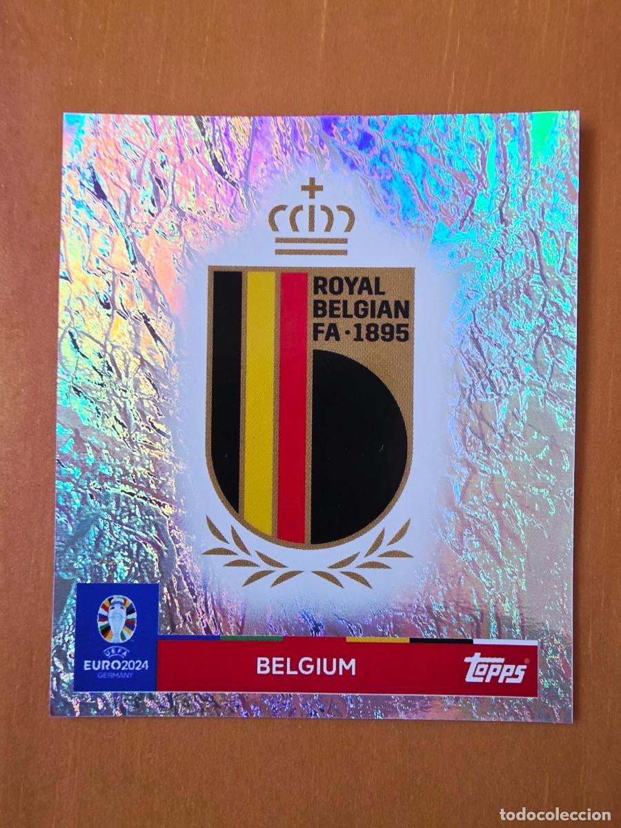 Cromos de f&uacute;tbol: BEL 1 Escudo logo B&eacute;lgica, Topps UEFA Euro 2024, Eurocopa Germany 24 sticker