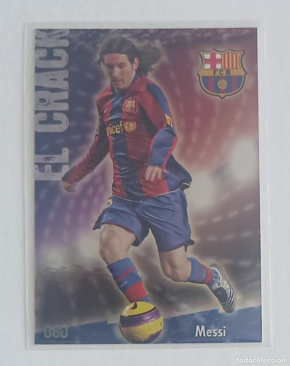 Cromos de f&uacute;tbol: CROMO n&ordm; 80 MESSI BARCELONA BRILLO LISO PUNTAS CUADRADAS MUNDICROMO 2008-2009. Nuevo de sobre.