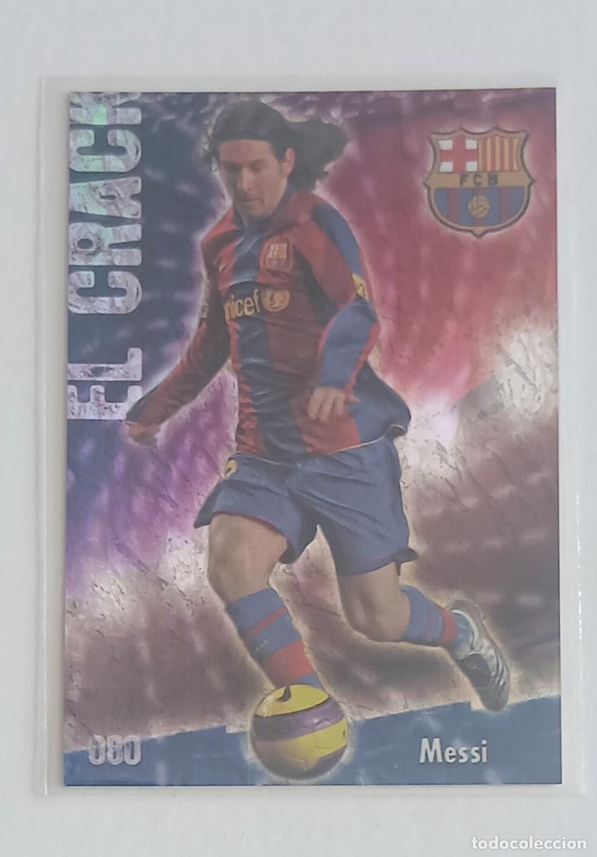 Cromos de f&uacute;tbol: CROMO n&ordm; 80 MESSI BARCELONA JASPEADO PUNTAS CUADRADAS MUNDICROMO 2008-2009. Nuevo de sobre.