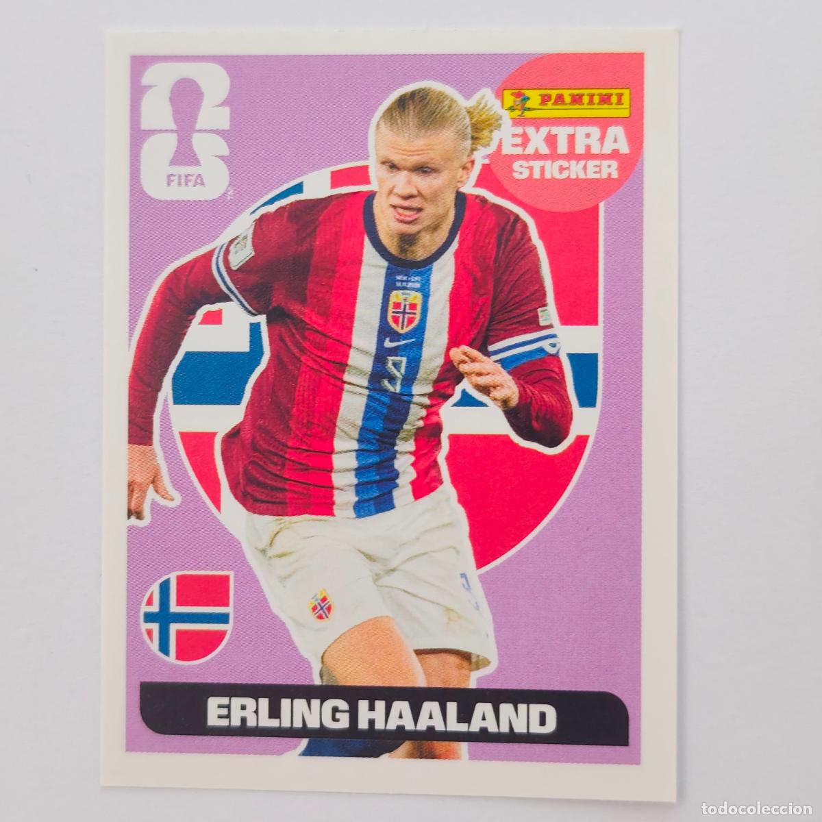 Cromos de f&uacute;tbol: ERLING HAALAND Extra Sticker Panini world cup 2026 purpura