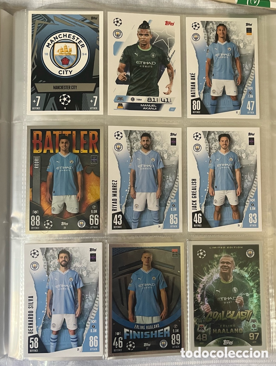 Fu&szlig;ball-Sticker: Lote Cartas Topps Match Attax Manchester City | Incluye Haaland Edici&oacute;n Limitada y Especiales