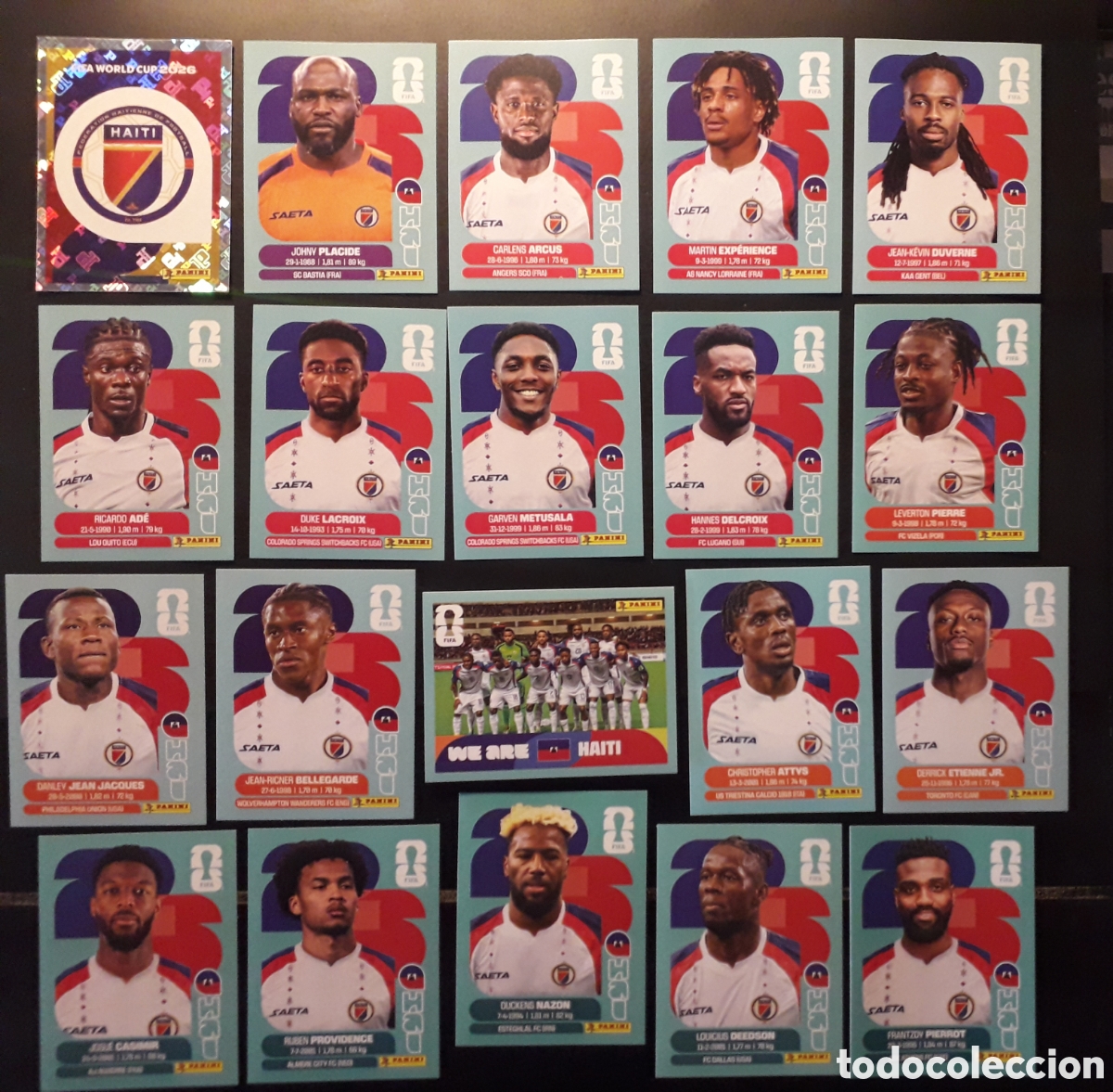 Cartes &agrave; collectionner de Football: 20 CROMOS HAIT&Iacute;, EQUIPO COMPLETO MUNDIAL F&Uacute;TBOL 2026 FIFA WORLD CUP PANINI SIN PEGAR