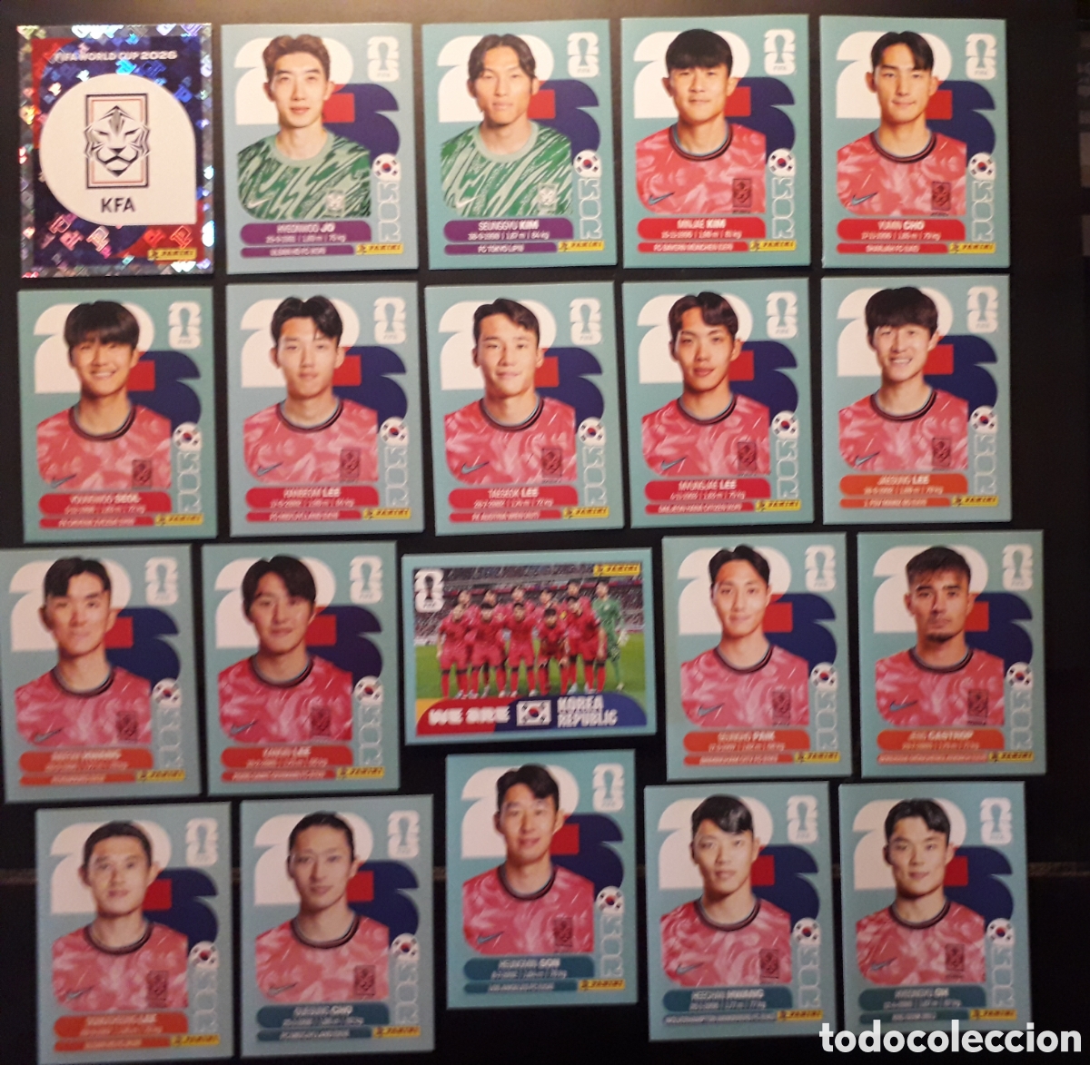 Fu&szlig;ball-Sticker: 20 CROMOS COREA DEL SUR, EQUIPO COMPLETO MUNDIAL F&Uacute;TBOL 2026 FIFA WORLD CUP PANINI SIN PEGAR