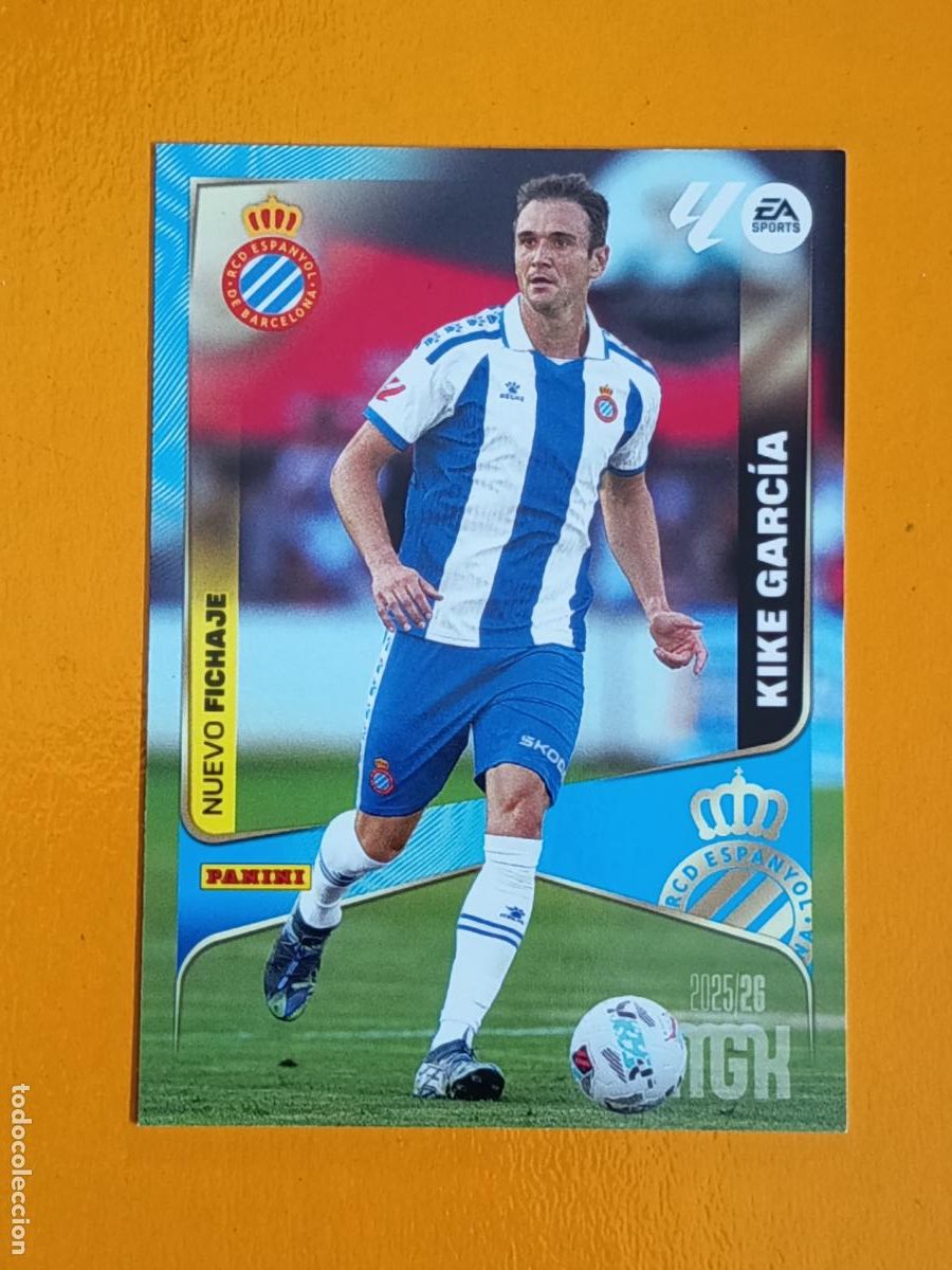 Cromos de f&uacute;tbol: 445 KIKE GARC&Iacute;A. NUEVO FICHAJE. R.C.D. ESPA&Ntilde;OL. MEGACRACKS 2025-26. PANINI