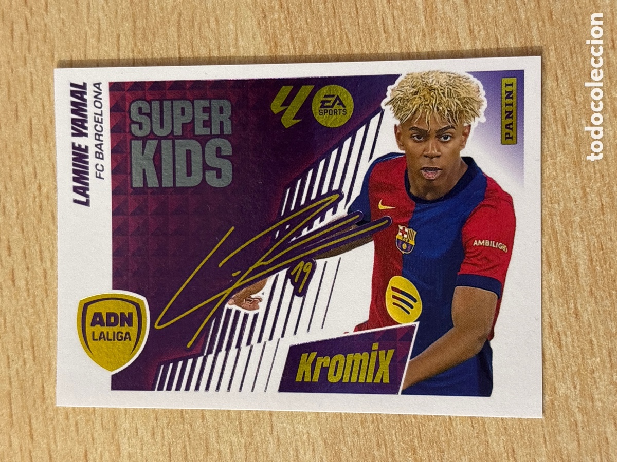 Fu&szlig;ball-Sticker: Lamine Yamal FC Barcelona Ediciones Este 2025-26 Kromix S&uacute;per Kids firmado