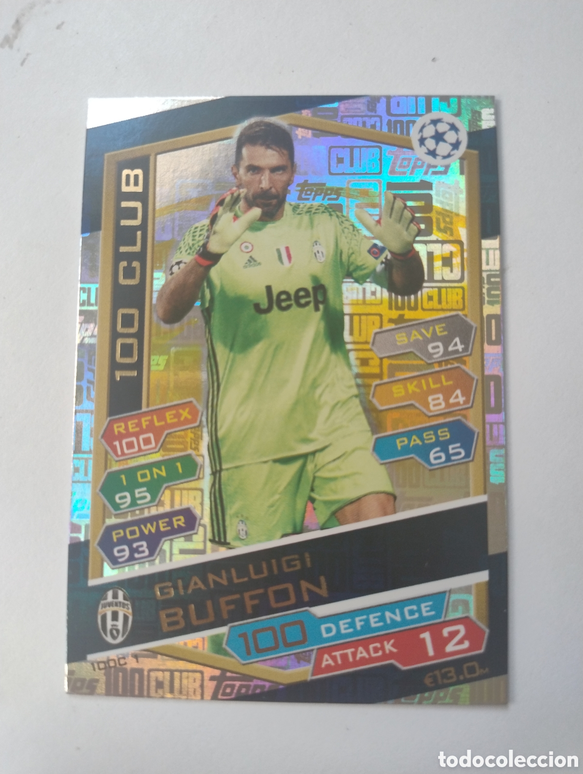 Figurine di Calcio: 100C 1 - Buffon - Juventus - Topps Match Attax 2016 - 2027 100 Club