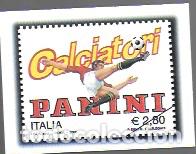 Cromos de f&uacute;tbol: Calciatori Panini. Sello conmemorativo. Roma 2000.