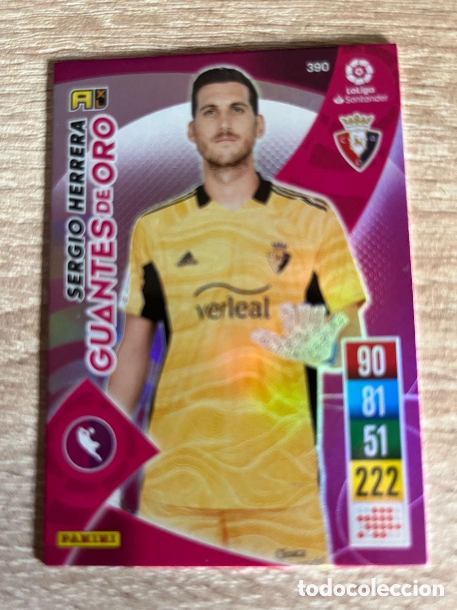 Cromos de f&uacute;tbol: 390 SERGIO HERRERA GUANTES DE ORO ADRENALYN 2021 2022 21 22 OSASUNA