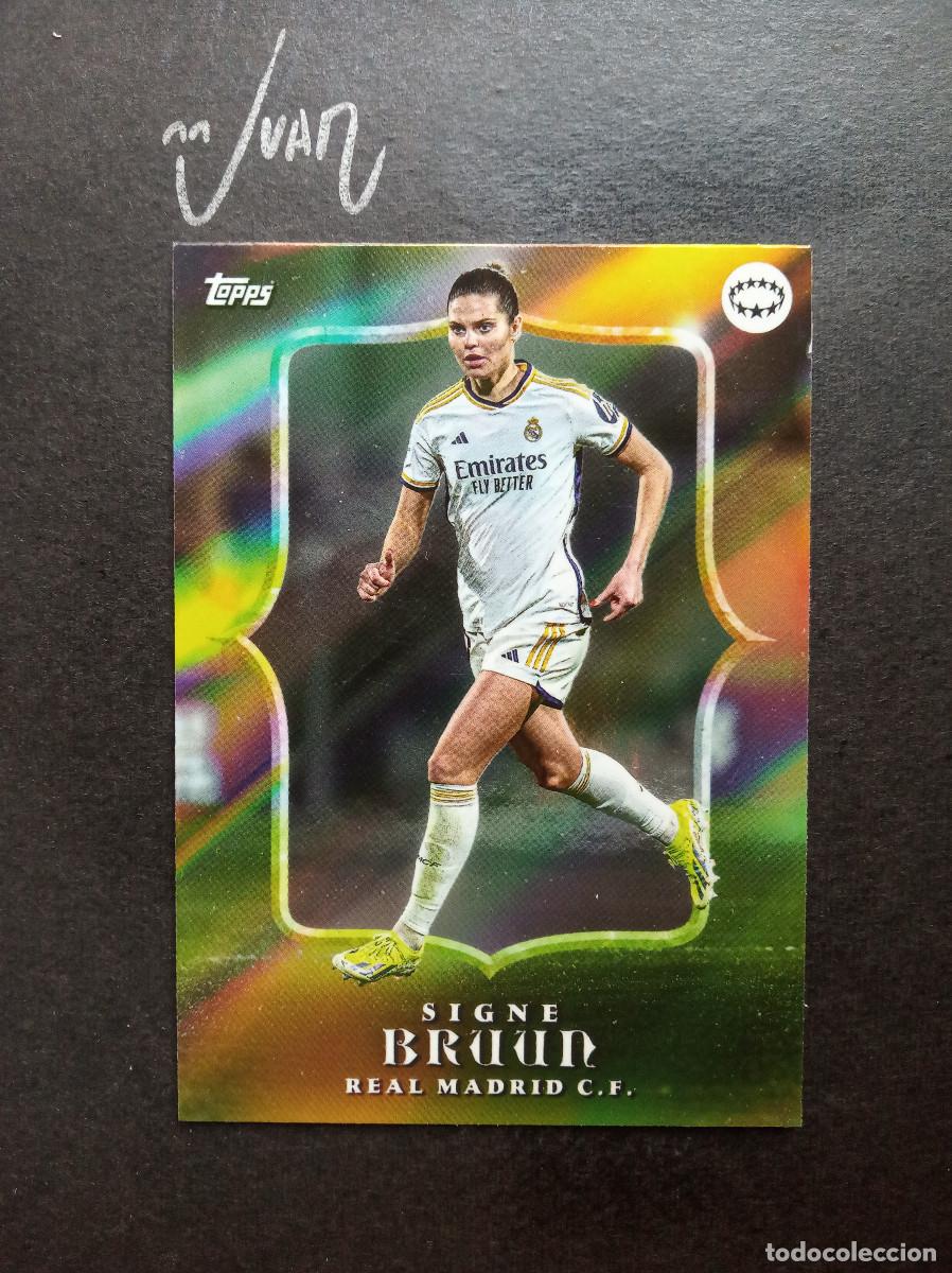 Figurine di Calcio: ESTRELLAS UWCL SIGNE BRUUN REAL MADRID ⚽ TOPPS &reg; SET AITANA BONMATI UEFA WOMEN CHAMPIONS 2024