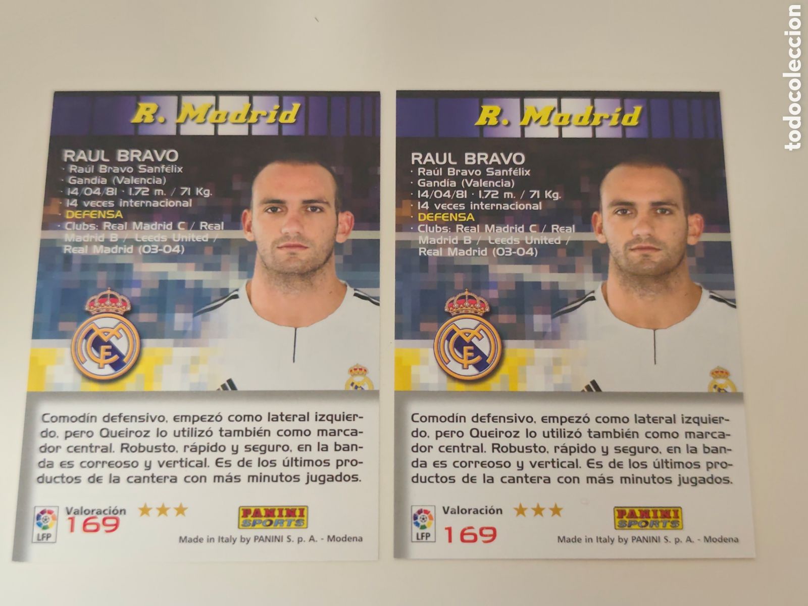 Cromos de f&uacute;tbol: DOBLE TRASERA N&Uacute;MERO.. 169 RA&Uacute;L BRAVO REAL MADRID MEGACRACKS 2004 2005