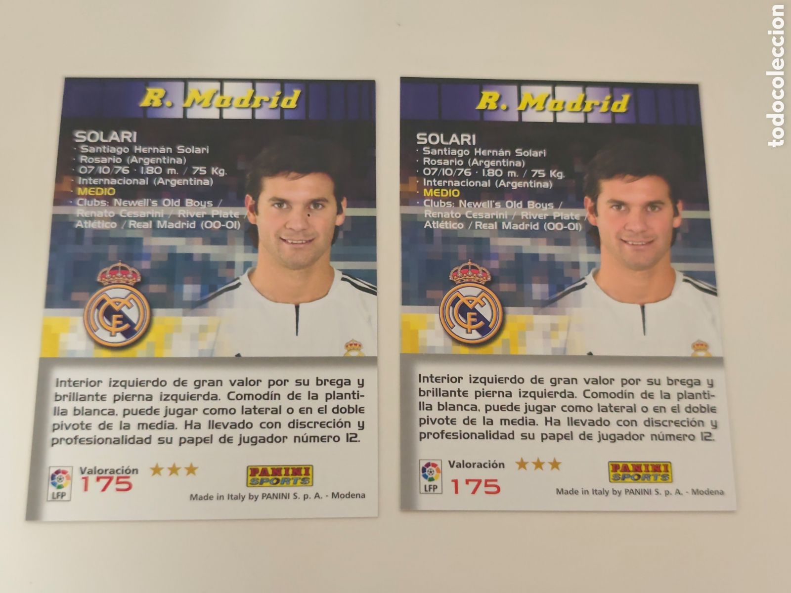 Cromos de f&uacute;tbol: DOBLE TRASERA N&Uacute;MERO.. 175 SOLARI REAL MADRID MEGACRACKS 2004 2005
