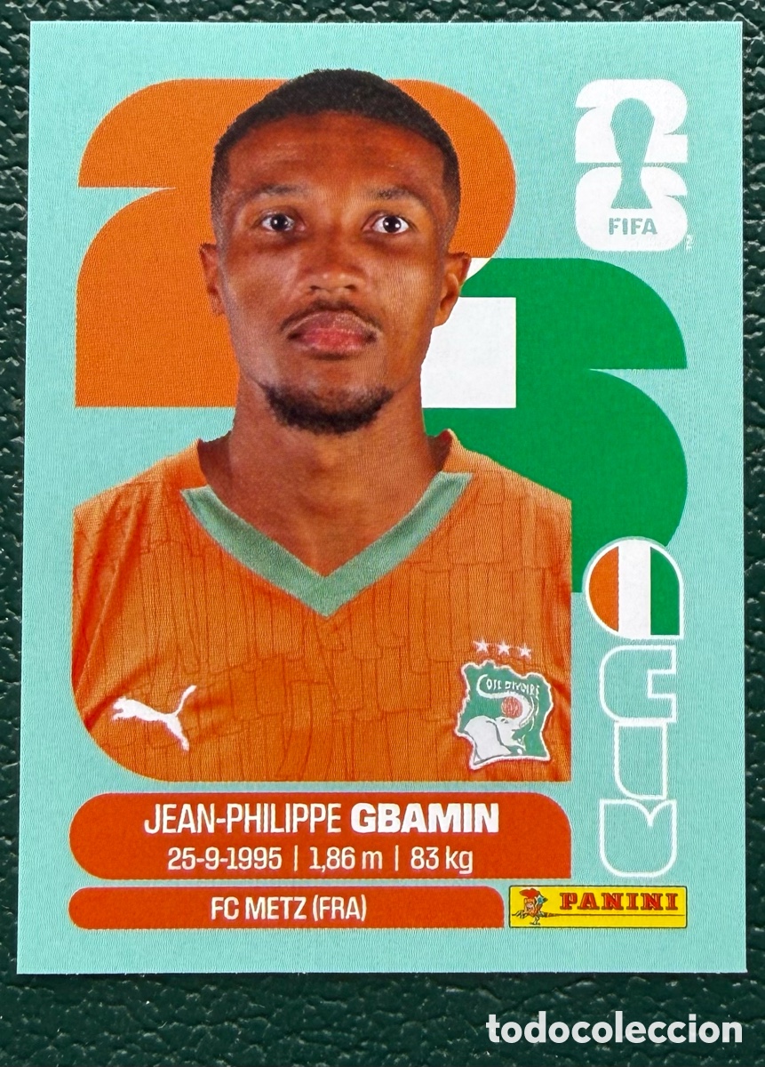 Figurine di Calcio: CIV 14 JEAN PHILIPPE GBAMIN COSTA DE MARFIL CROMOS ALBUM FIFA WORLD CUP MUNDIAL 2026 PANINI