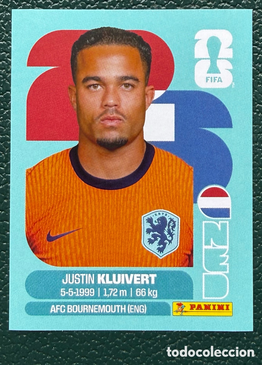 Figurine di Calcio: NED 16 JUSTIN KLUIVERT HOLANDA PAISES BAJOS CROMOS ALBUM FIFA WORLD CUP MUNDIAL 2026 PANINI