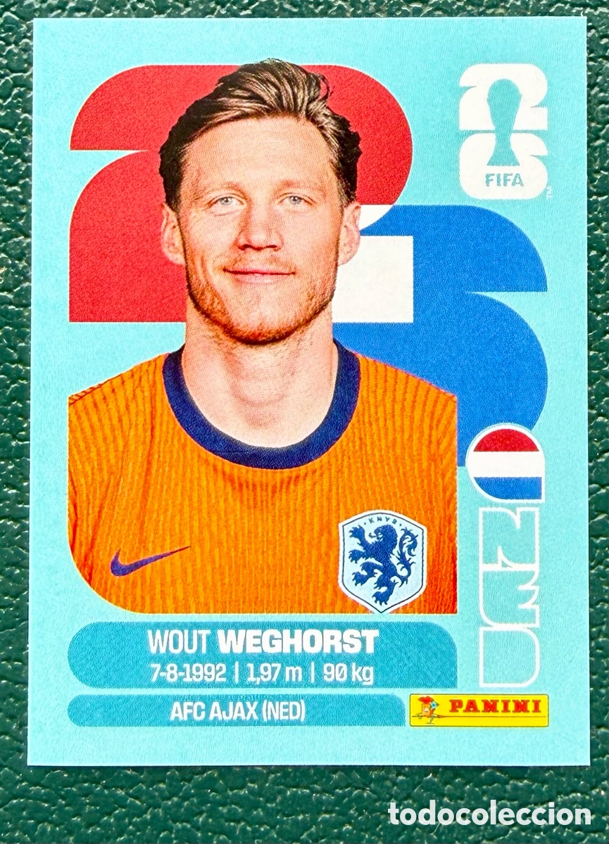 Figurine di Calcio: NED 19 WOUT WEGHORST HOLANDA PAISES BAJOS CROMOS ALBUM FIFA WORLD CUP MUNDIAL 2026 PANINI