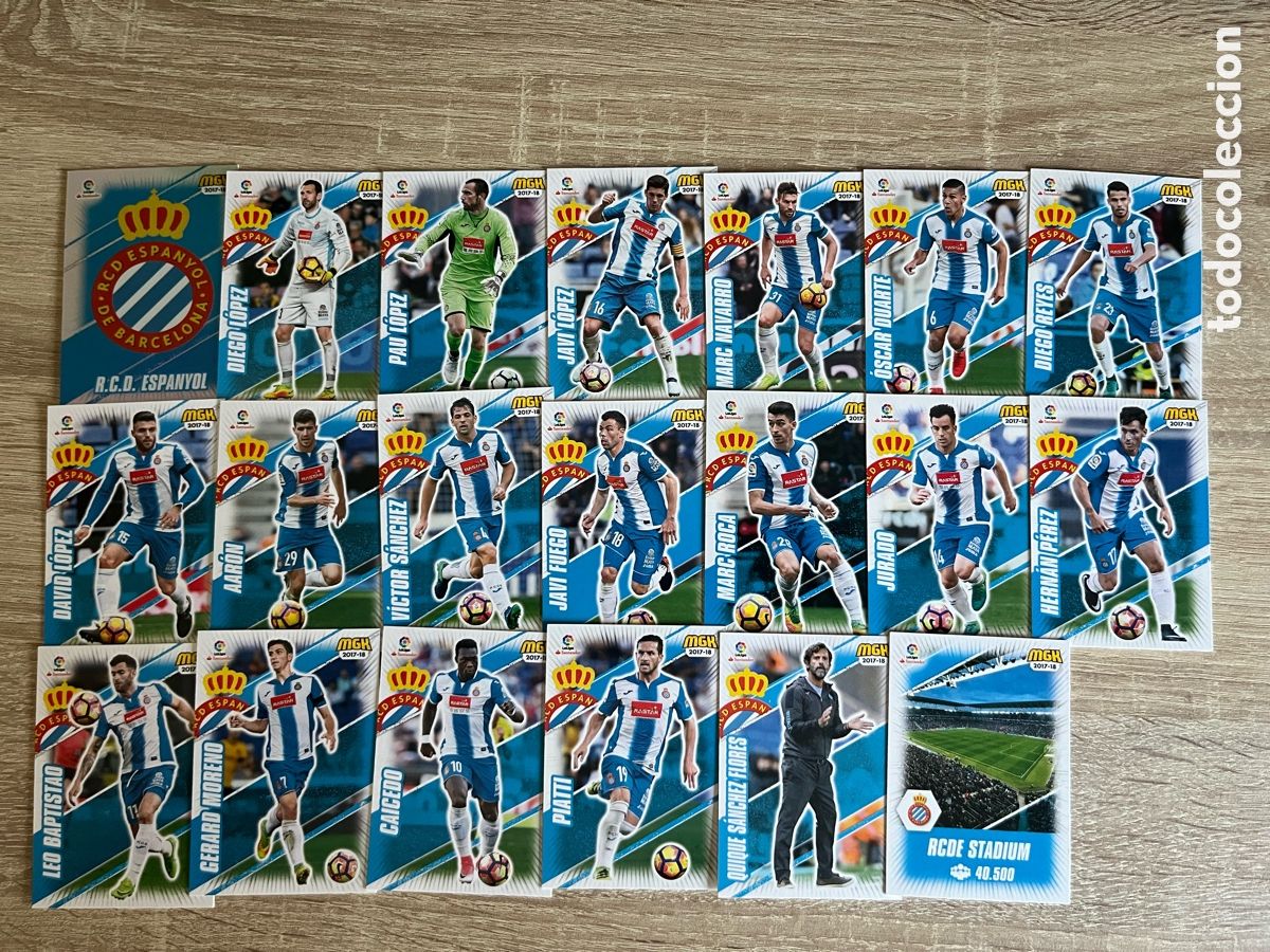 Cromos de f&uacute;tbol: ESPA&Ntilde;OL ESPANYOL MEGACRACKS MGK 2017 2018 17 18 LOTE COLECCI&Oacute;N EQUIPO COMPLETO CON TODO