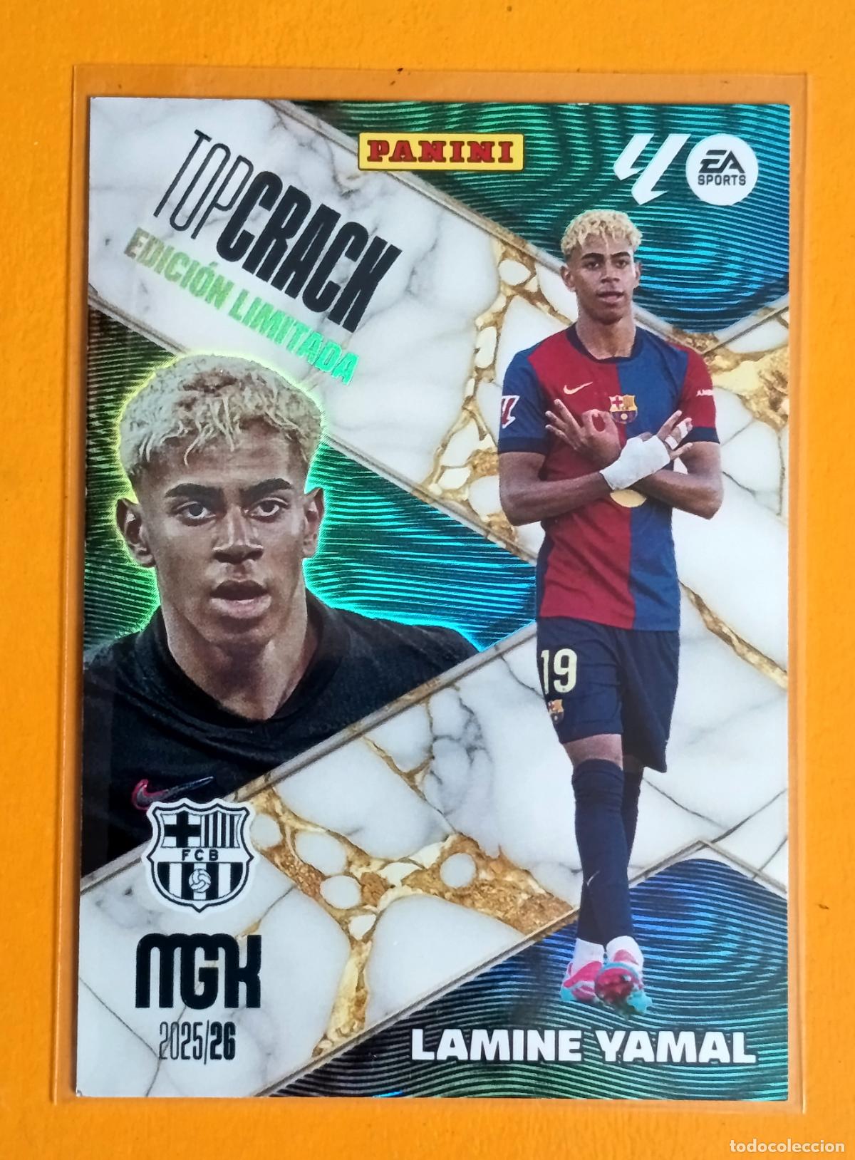 Cromos de f&uacute;tbol: LAMINE YAMAL. TOP CRACK. EDICI&Oacute;N LIMITADA. FC BARCELONA. MEGACRACKS 2025-26. PANINI