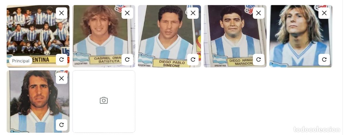 Cromos de f&uacute;tbol: Lote 6 Cromos Argentina Panini USA 94 - SIN PEGAR - Impecables (Maradona, Batistuta, Simeone...)
