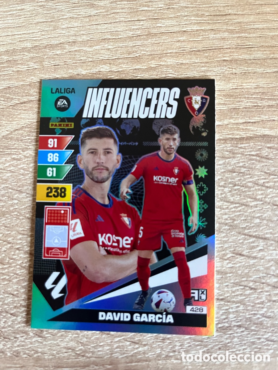 Cromos de f&uacute;tbol: 428 DAVID GARC&Iacute;A INFLUENCERS ADRENALYN 2023 2024 23 24 OSASUNA