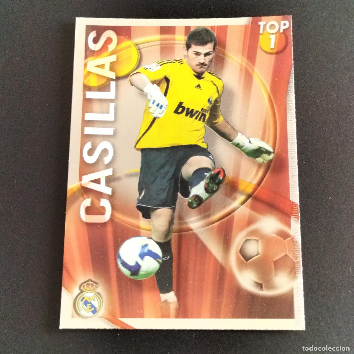 Cromos de f&uacute;tbol: 542 IKER CASILLAS TOP ROJO BRILLO LISO REAL MADRID CROMOS MUNDICROMO QUIZ GAME 2010 2011 10 11