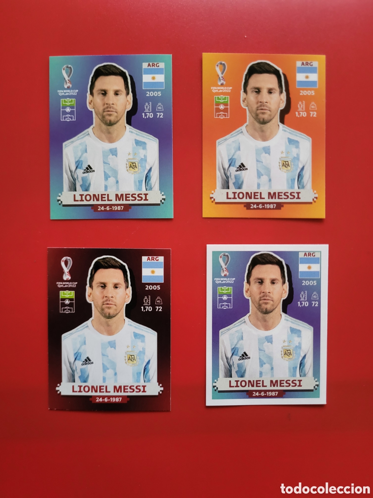 Figurine di Calcio: Lote 4 stickers Panini World cup 2022 Messi