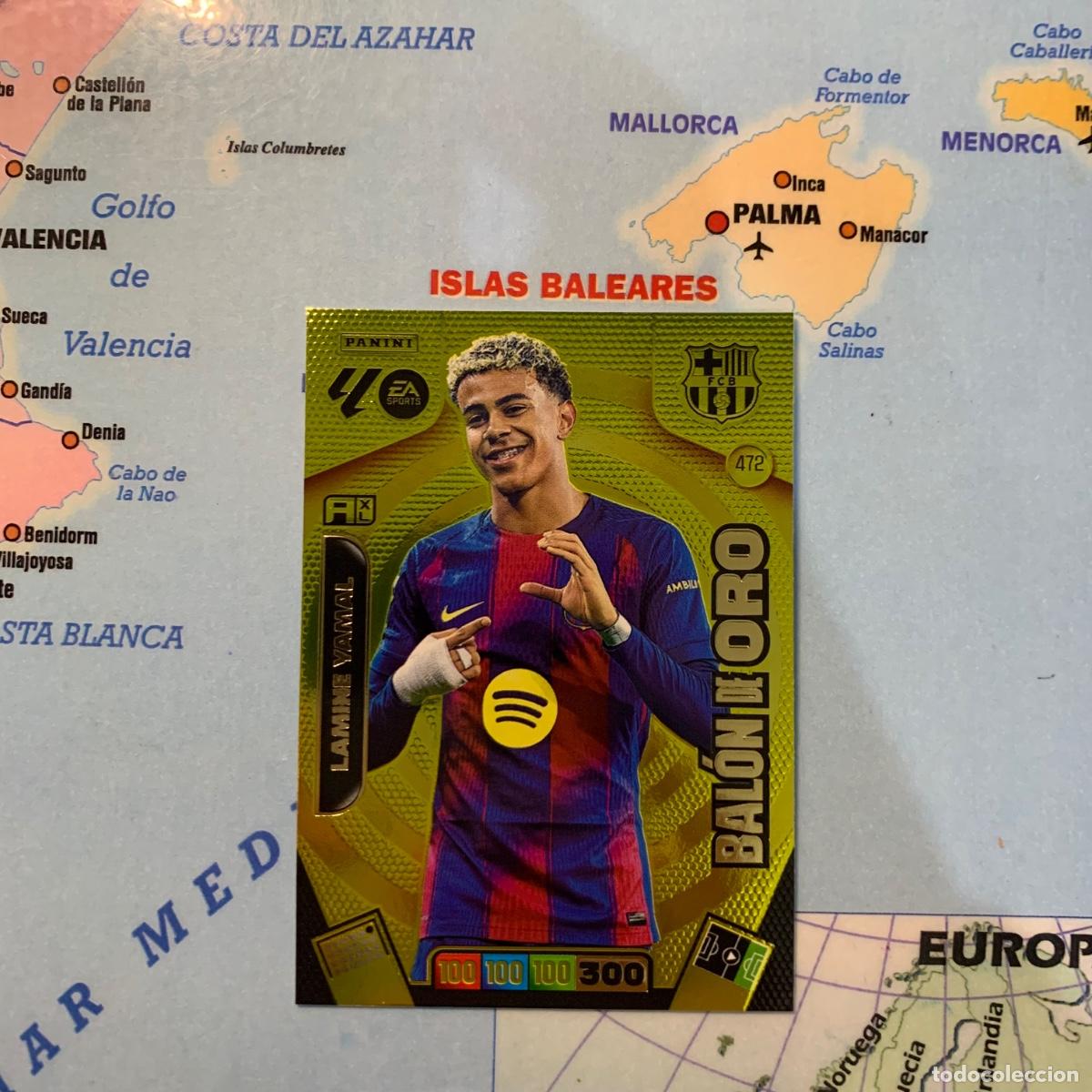 Cromos de f&uacute;tbol: Lamine Yamal Bal&oacute;n de Oro n&uacute;mero 472 Del Barcelona cromo Adrenalyn XL 25-26 2025-2026