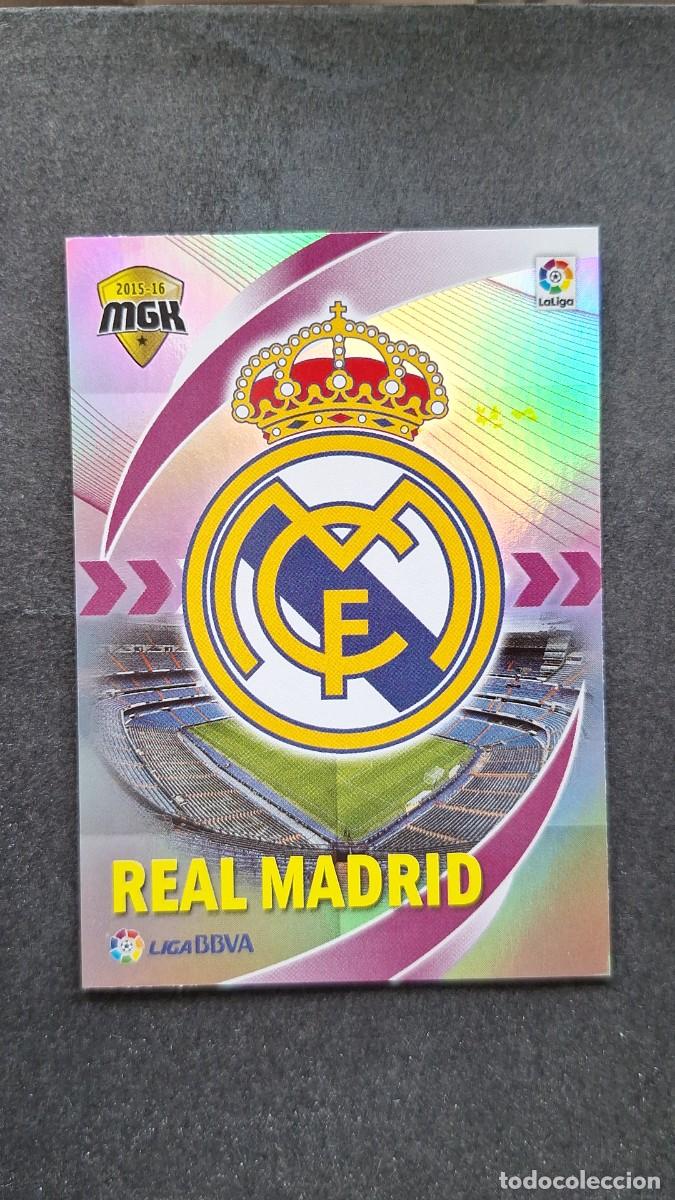 Cromos de f&uacute;tbol: L1 ESCUDO REAL MADRID 325 PANINI MEGACRACKS 2015 2016 15 16