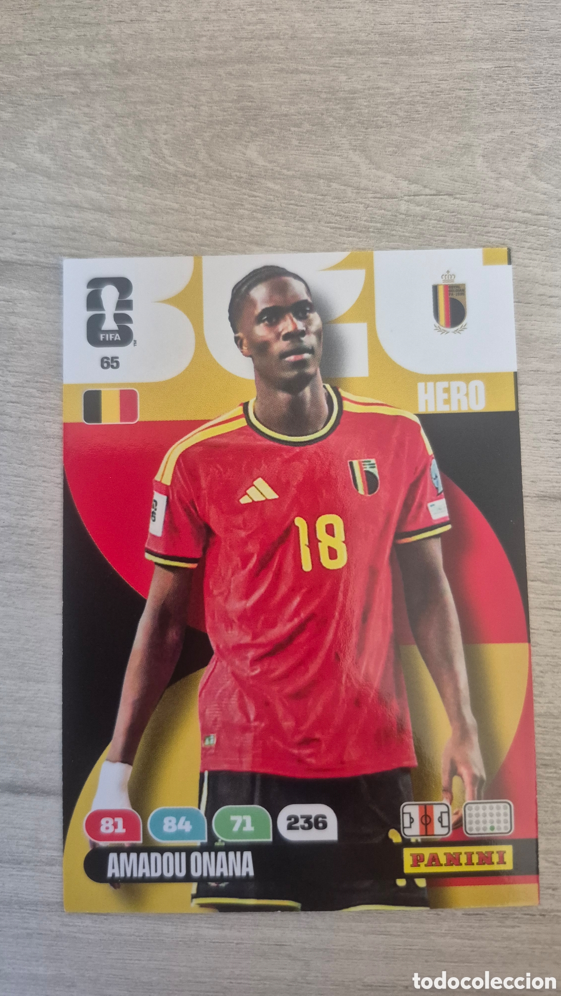 Fu&szlig;ball-Sticker: N&deg;65 B&eacute;lgica Amadou Onana Adrenalyn FIFA World Cup 26