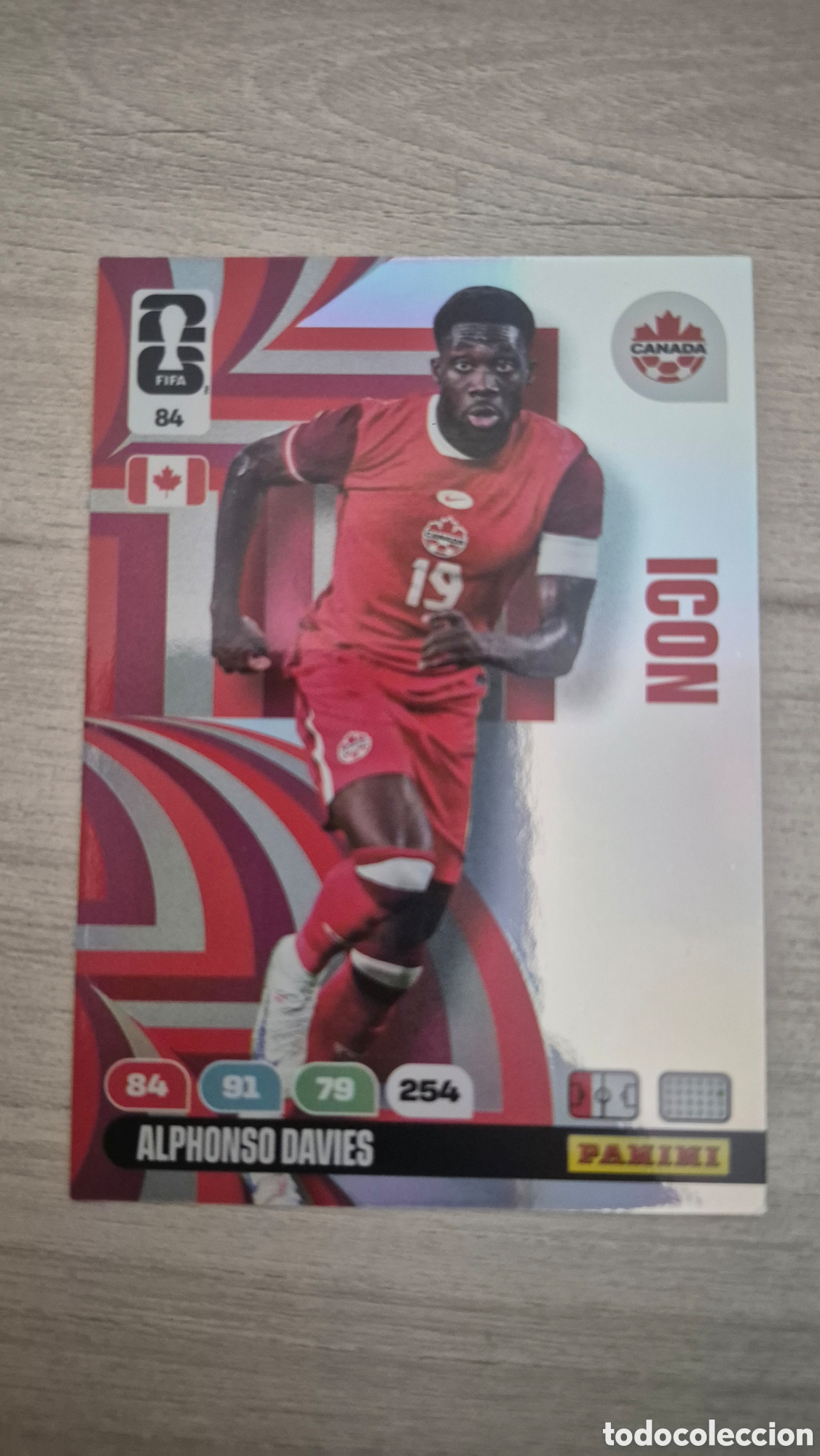 Cromos de f&uacute;tbol: N&deg;84 Icon Canada Alphonso Davies Adrenalyn FIFA World Cup 2026