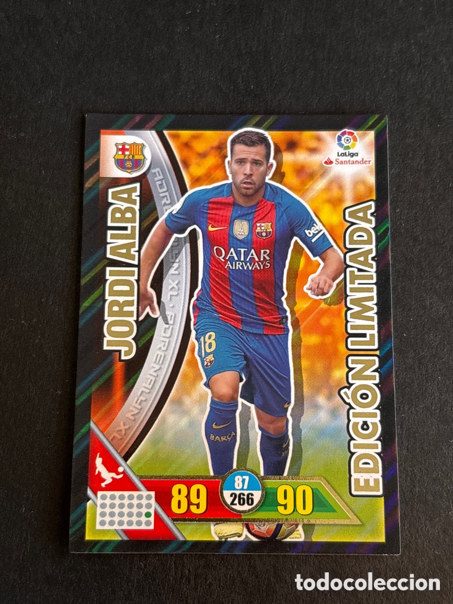 Cromos de f&uacute;tbol: ADRENALYN XL 2016 2017 PANINI JORDI ALBA (FC BARCELONA) EDICION LIMITADA