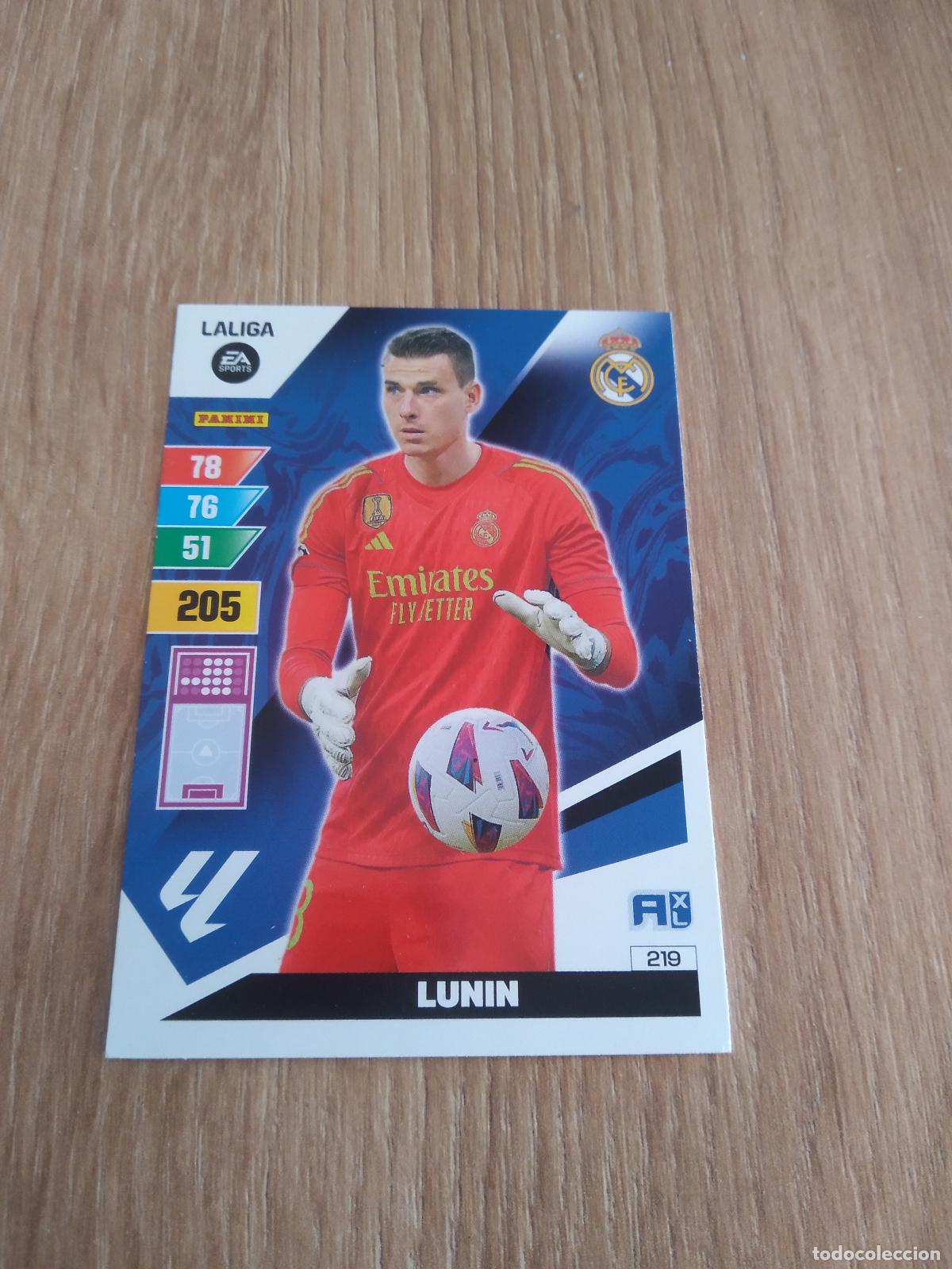 Cromos de f&uacute;tbol: 219 LUNIN REAL MADRID CROMO FUTBOL PANINI LIGA 23-24 ADRENALYN 2023-2024
