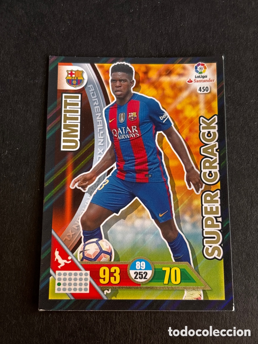 Cromos de f&uacute;tbol: 450 Umtiti, FC Barcelona, S&uacute;per Crack, Adrenalyn XL 2016 2017 16 17