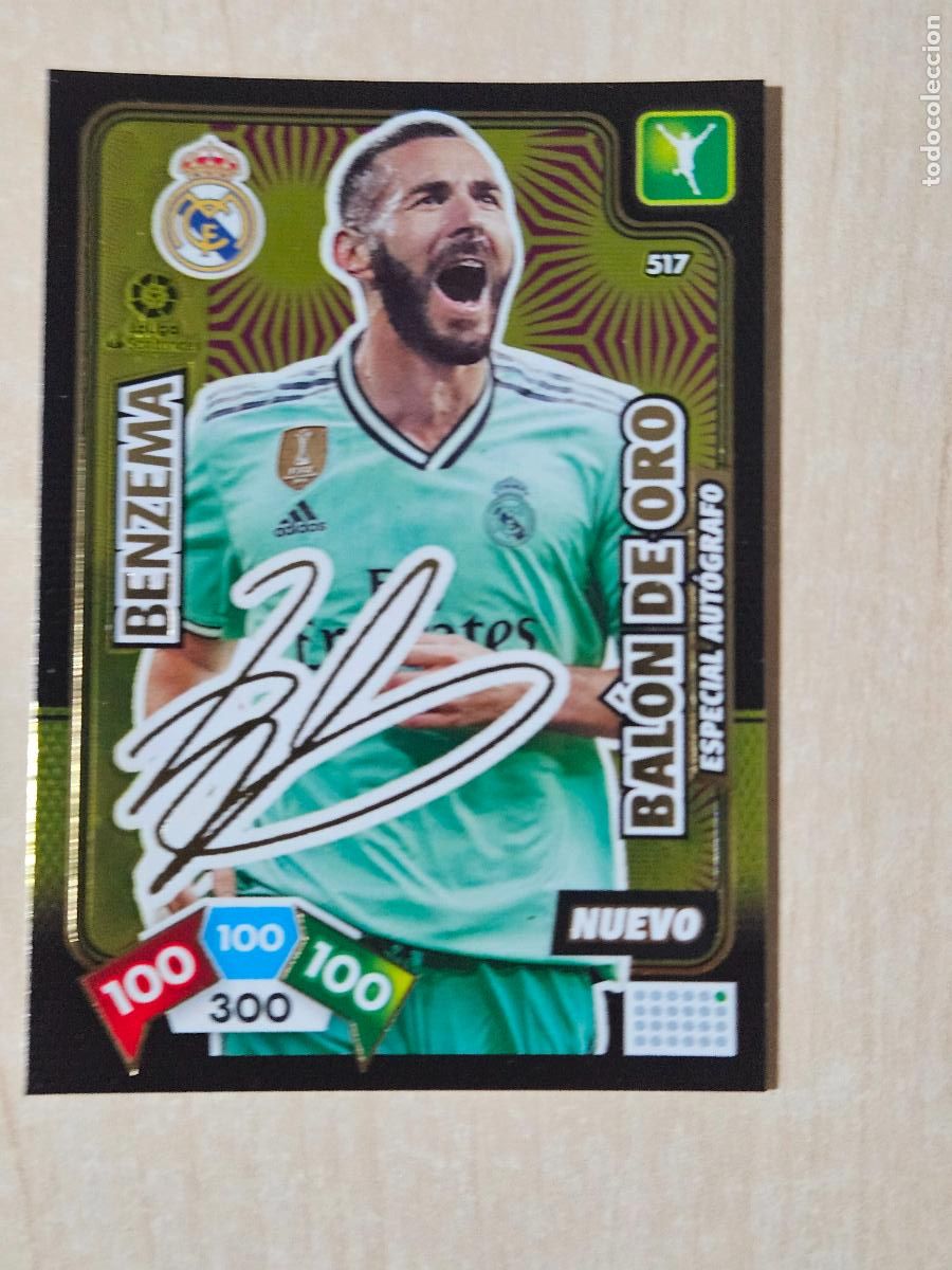 Cromos de f&uacute;tbol: FICHA N&ordm; 517 BENZEMA - ADRENALYN 19 20 - PANINI 2019 - 20 - CROMO - NUEVO BALON DE ORO - FIRMADO