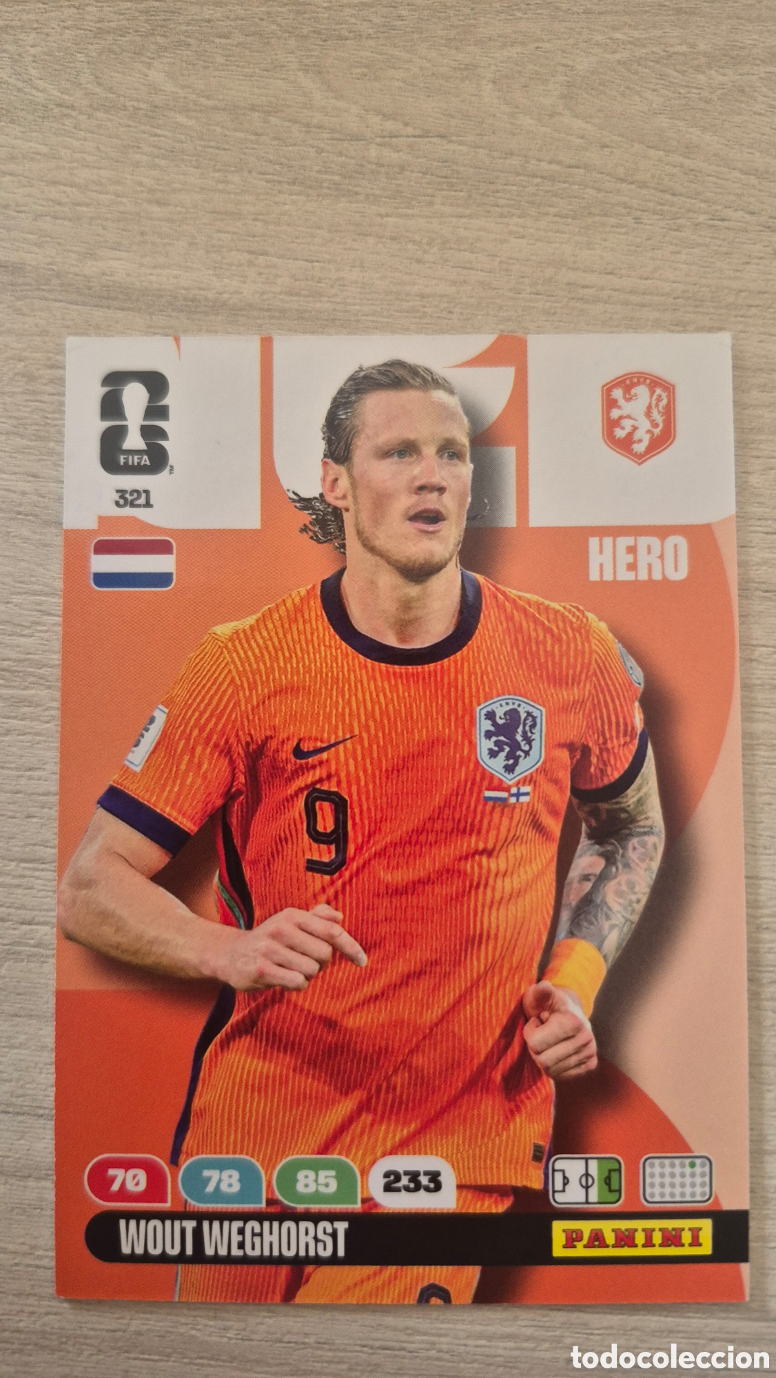 Fu&szlig;ball-Sticker: N&deg;321 Holanda Wout Weghorst Adrenalyn FIFA World Cup 26