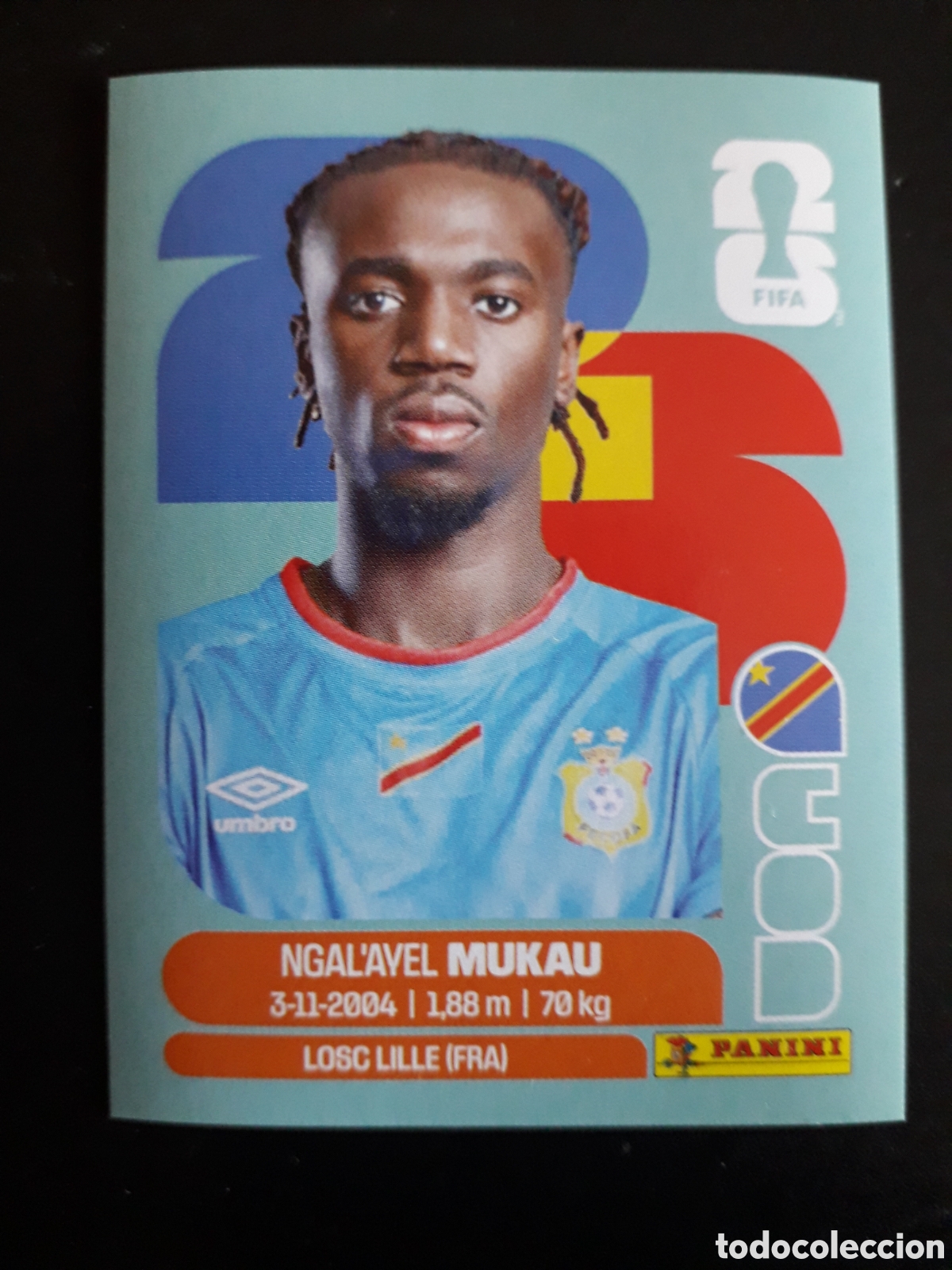 Figurine di Calcio: MUKAU CONGO COD 9 MUNDIAL F&Uacute;TBOL 2026 FIFA WORLD CUP PANINI SIN PEGAR PEDIDO M&Iacute;NIMO 3&euro;