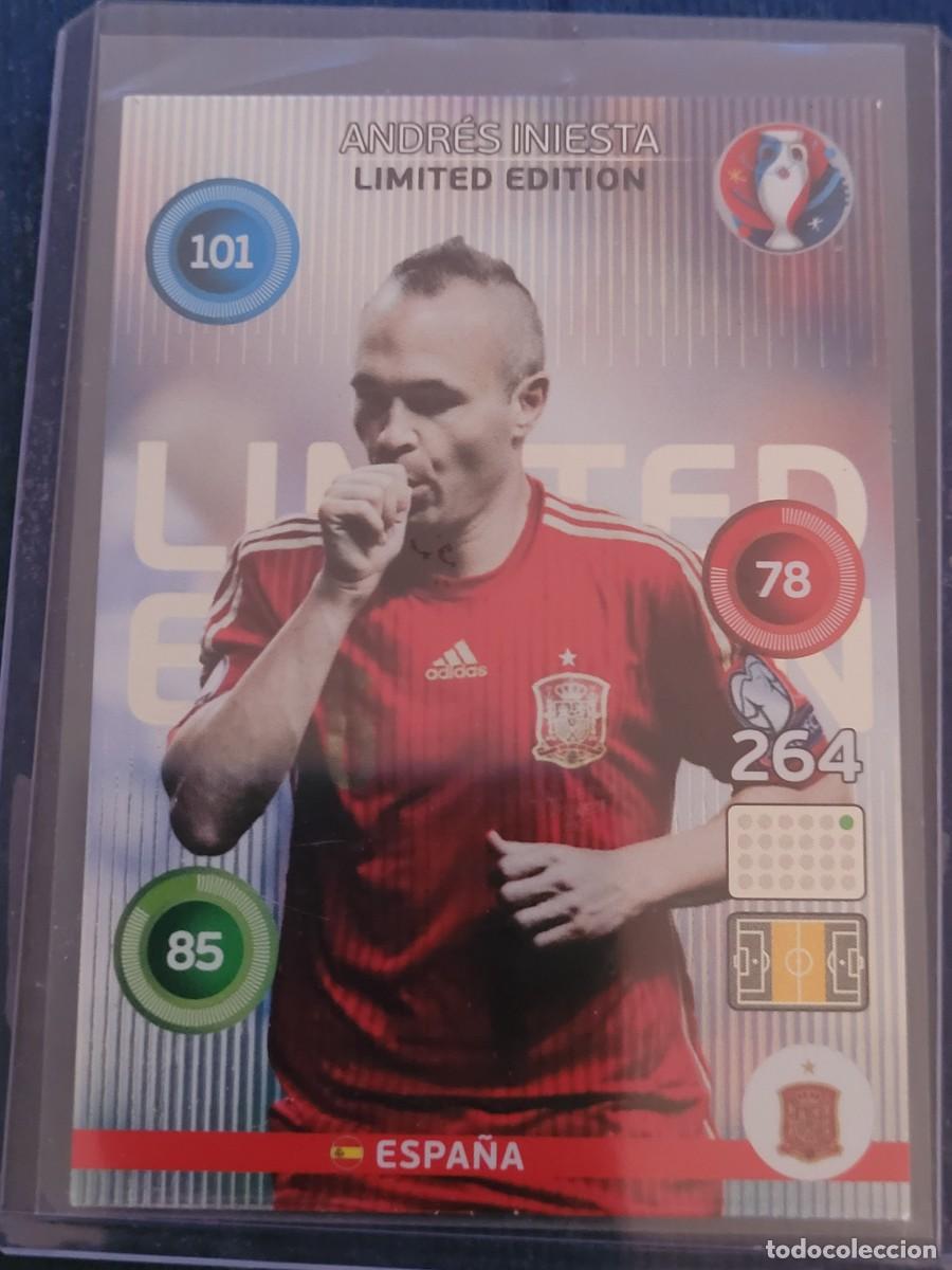 Cromos de f&uacute;tbol: Cromo Andr&eacute;s Iniesta Espa&ntilde;a Adrenalyn Uefa Euro 2016 EDICION LIMITADA N&ordm; 101 FUNDA INCLUIDA