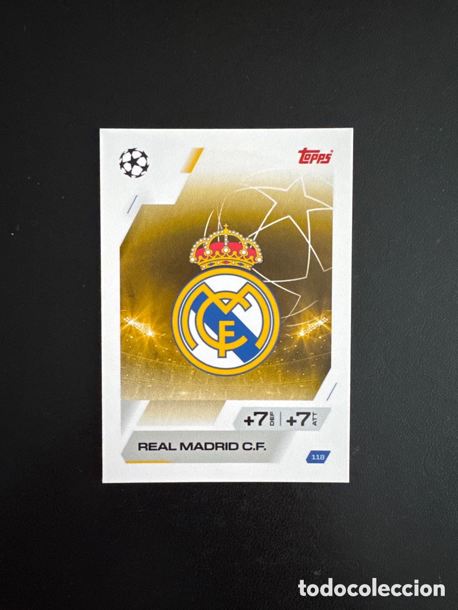 Cromos de f&uacute;tbol: ESCUDO REAL MADRID NUMERO 118 MATCH ATTAX 2025 2026