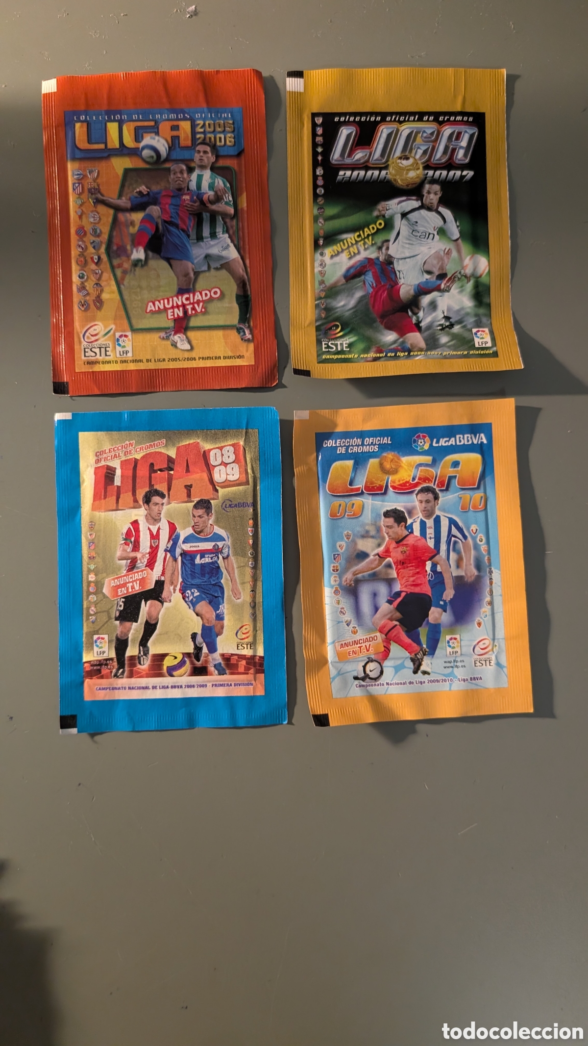 Cromos de f&uacute;tbol: LOTE 4 SOBRES DIFERENTES SIN ABRIR LIGA ESTE 2005 2006 2008 2009 NUNCA ABIERTOS