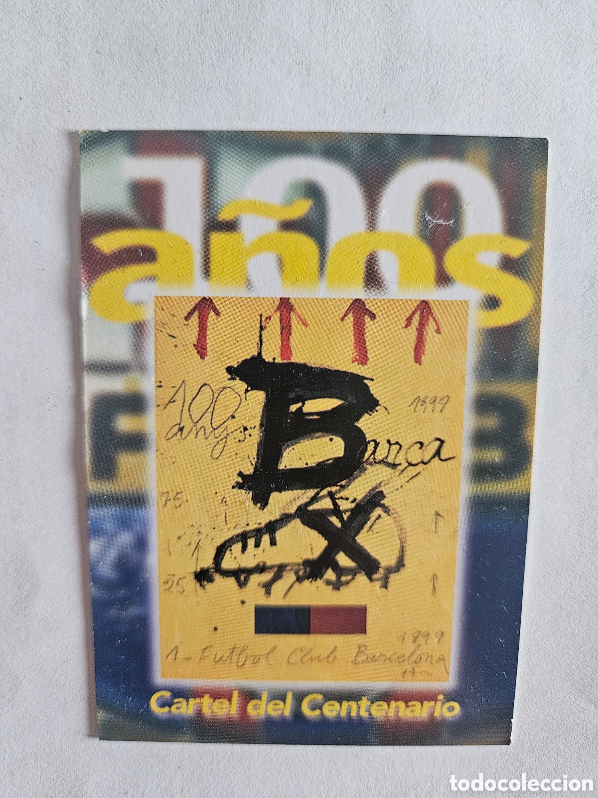 Fu&szlig;ball-Sticker: 4 CARTEL DEL CENTENARIO PANINI BARCELONA 1899 1999 CENTENARIO 100 A&Ntilde;OS CROMO BARCA FUTBOL -