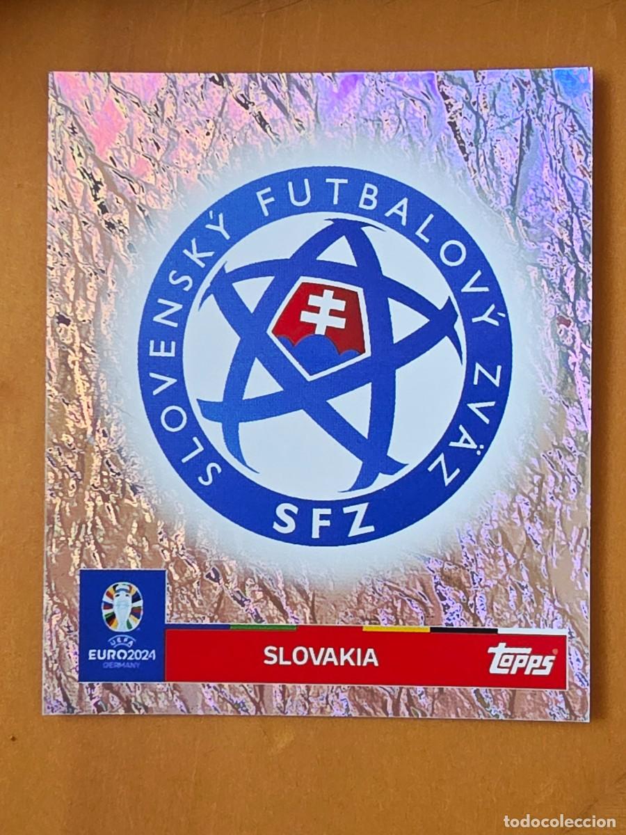 Cromos de Futebol: SVK 1 Escudo logo Eslovaquia, Topps UEFA Euro 2024, Eurocopa Germany 24 sticker