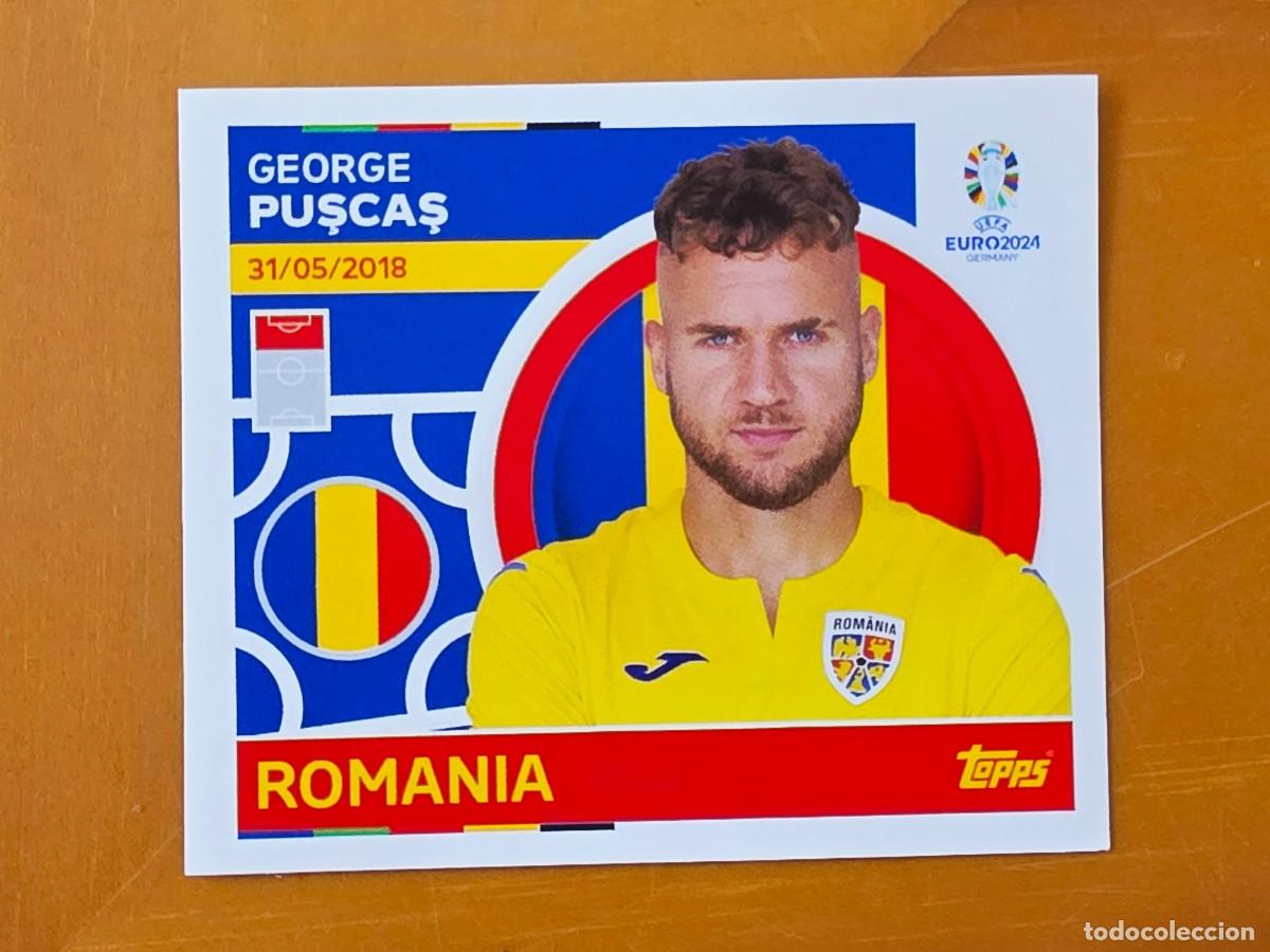 Cromos de f&uacute;tbol: ROM 17 George Puşcaş, Ruman&iacute;a, Topps UEFA Euro 2024, Eurocopa Germany 24 sticker