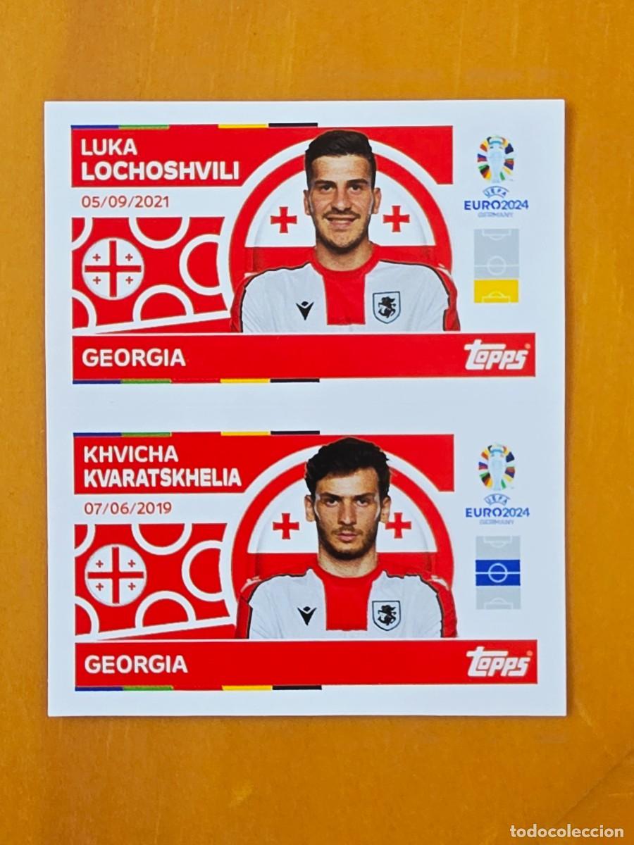 Fu&szlig;ball-Sticker: GEO 8 y 9 Lochoshvili / Kvaratskhelia, Georgia, Topps UEFA Euro 2024, Eurocopa Germany 24 sticker