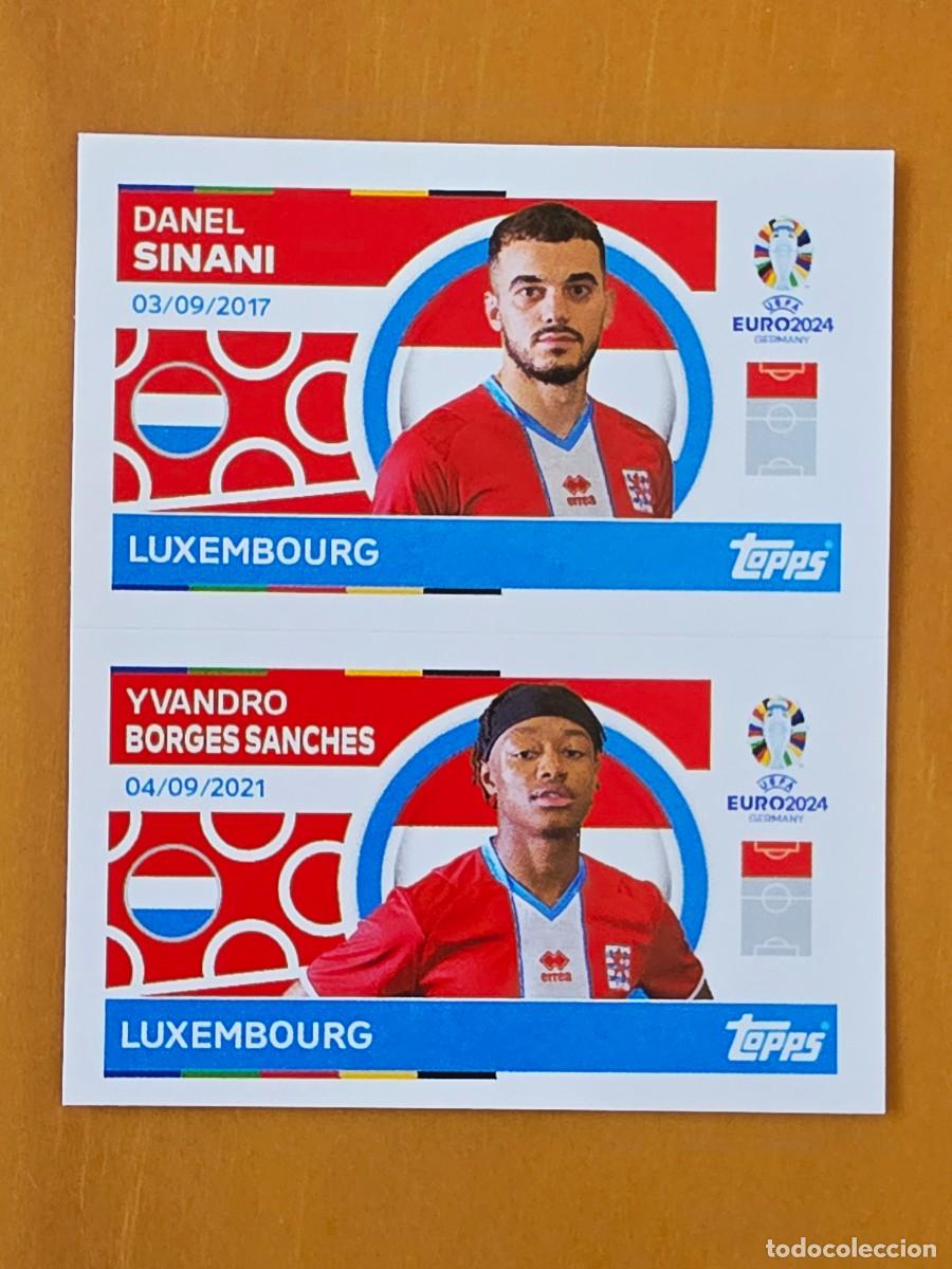 Football Stickers: LUX 14 y 15 Sinani / Borges Sanches, Luxemburgo, Topps UEFA Euro 2024, Eurocopa Germany 24 sticker