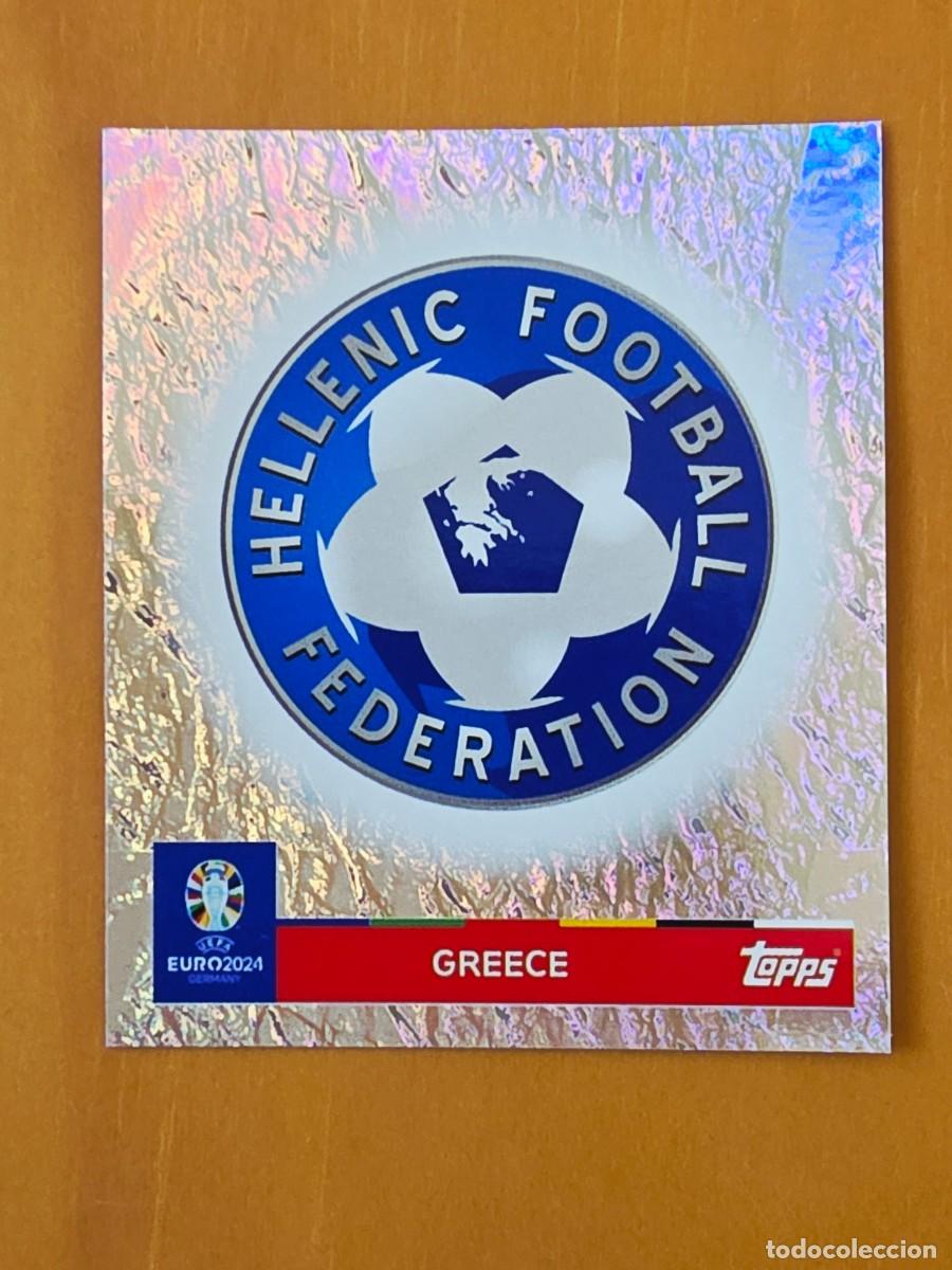 Cartes &agrave; collectionner de Football: GRE 1 Escudo logo Grecia, Topps UEFA Euro 2024, Eurocopa Germany 24 sticker