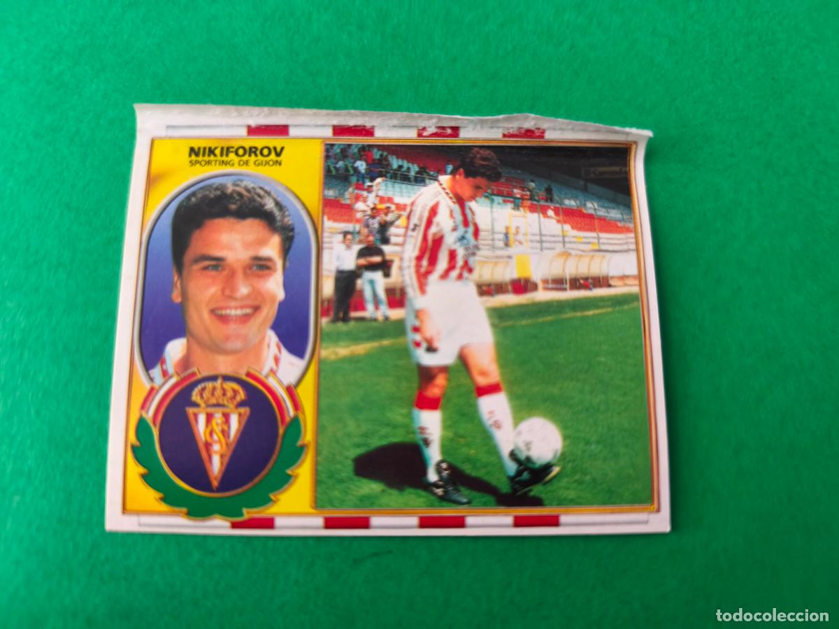 Cromos de f&uacute;tbol: CROMO FUTBOL NIKIFOROV SPORTING DE GIJON COLOCA VENTANILLA SUPERIOR LIGA ESTE 1996-1997/96-97