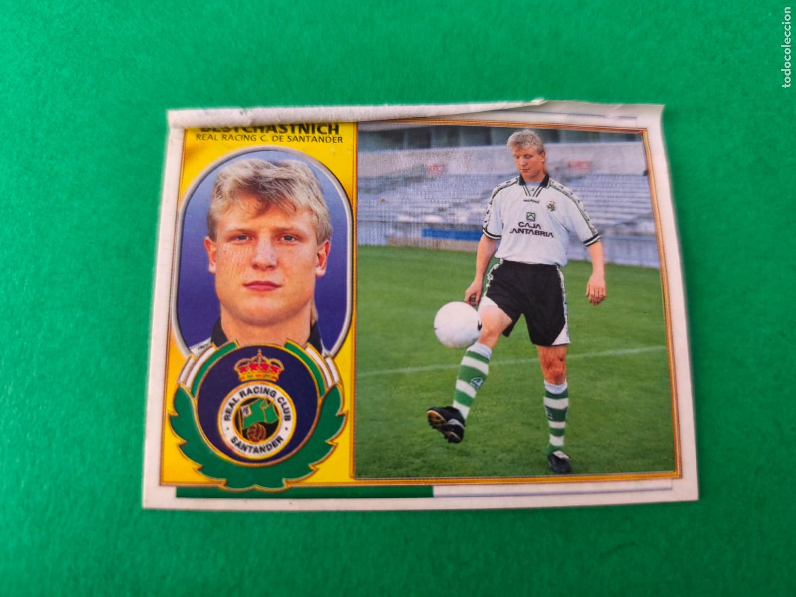 Cromos de f&uacute;tbol: CROMO FUTBOL BESTCHASTNICH RACING DE SANTANDER COLOCA VENTANILLA SUPERIOR LIGA ESTE 1996-1997/96-97