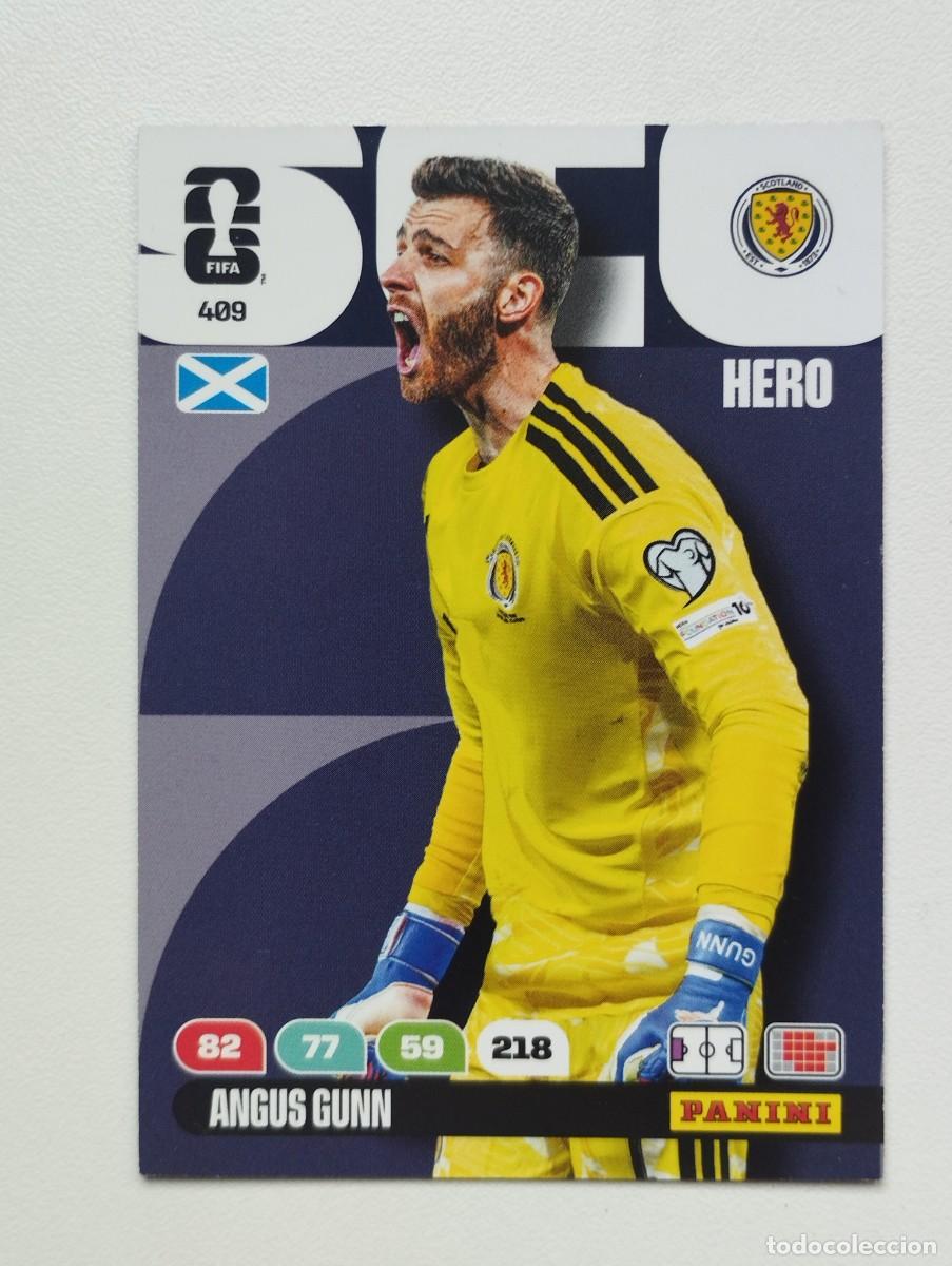 Cartes &agrave; collectionner de Football: CROMO CARD ADRENALYN PANINI MUNDIAL WORLD CUP 2026 HERO ANGUS GUNN 409 ESCOCIA