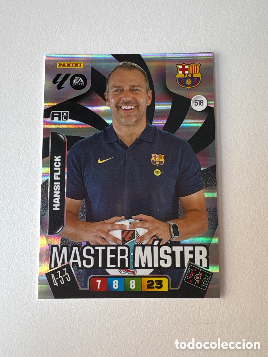 Cromos de f&uacute;tbol: Carta Hansi Flick Master Mister 518 Bar&ccedil;a Adrenalyn 2025-26