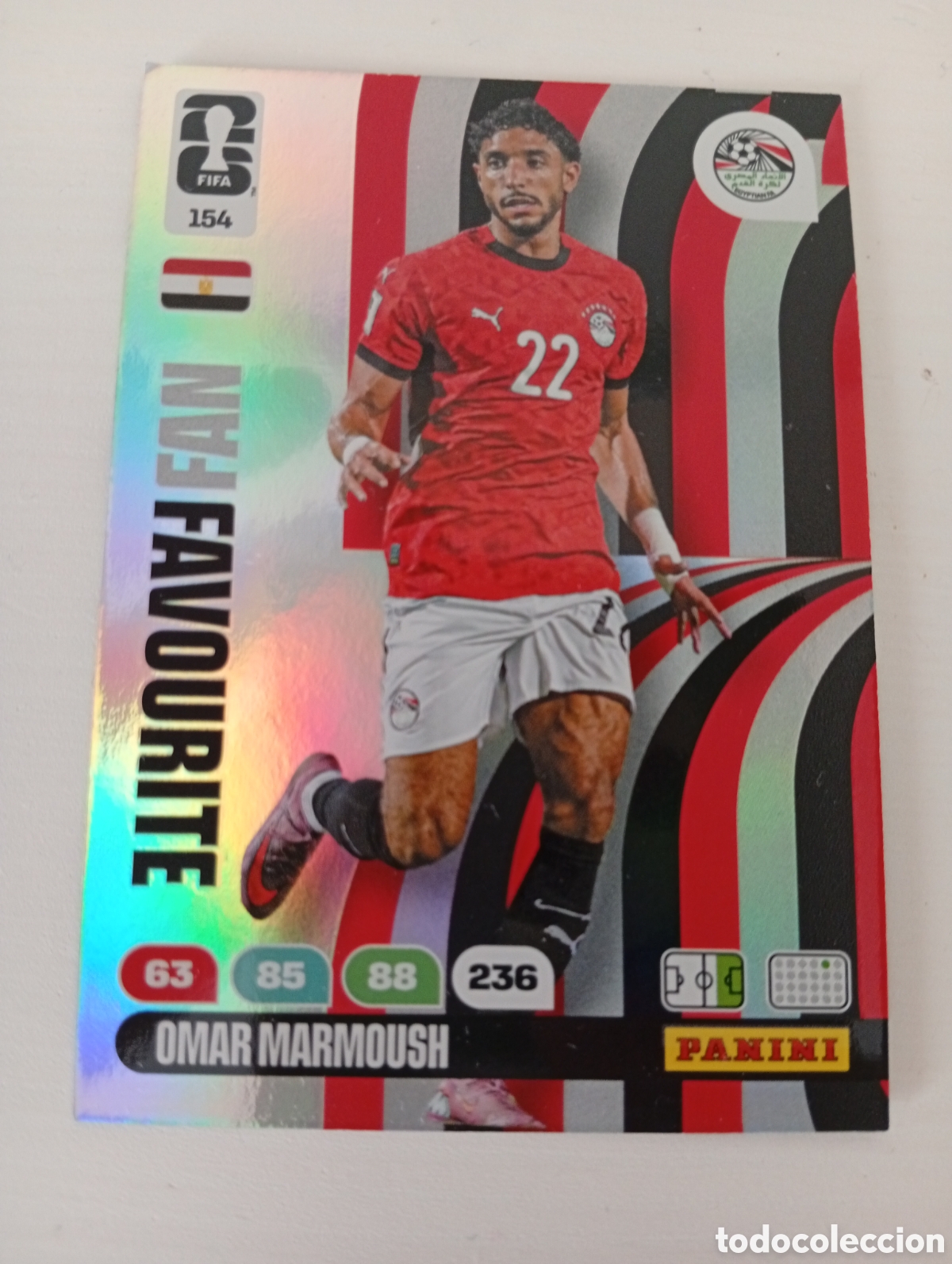 Cromos de f&uacute;tbol: OMAR MARMOUSH (EGIPTO). CARTA FAN FAVOURITE PANINI ADRENALYN XL FIFA WORLD CUP 2026. #154.